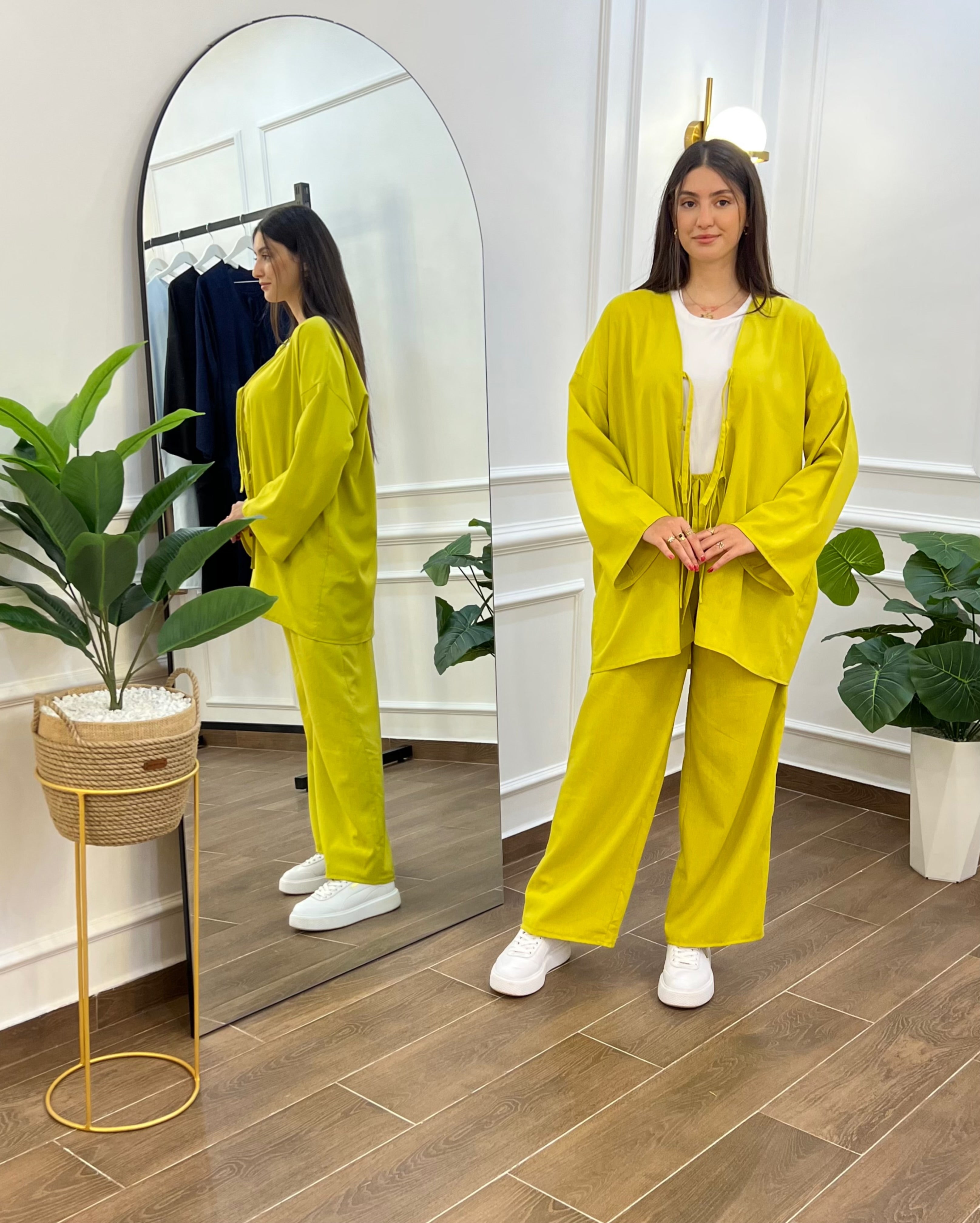 ENSEMBLE EN LIN COULEUR VERT PISTACHE