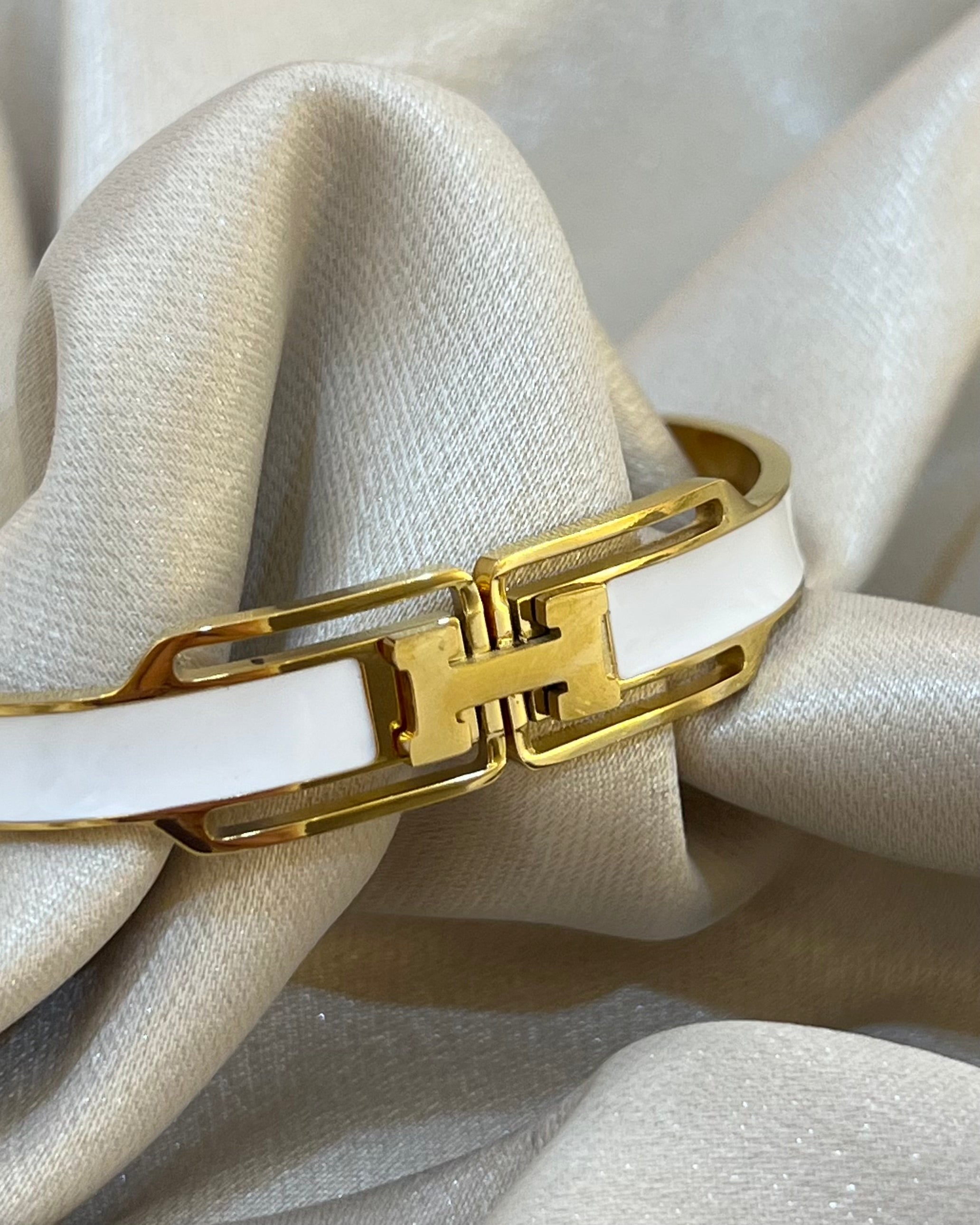 BRACELET H WHITE EN ACIER INOXYDABLE