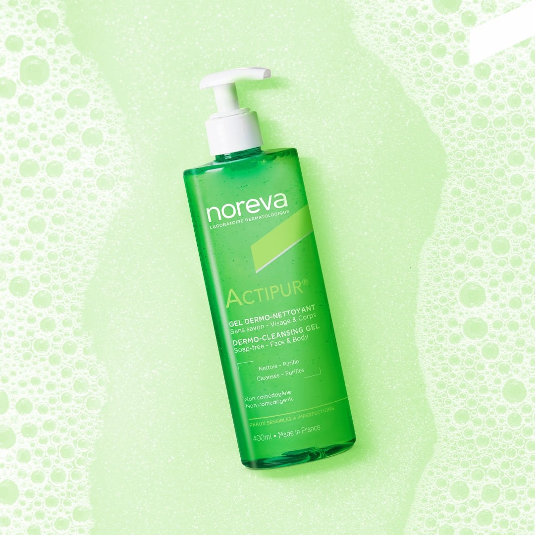 GEL DERMO-NETTOYANT VISAGE ET CORPS NOREVA ACTIPUR ( PEAUX À IMPERFECTIONS ) NETTOIE – PURIFIE – APAISE 400 ML