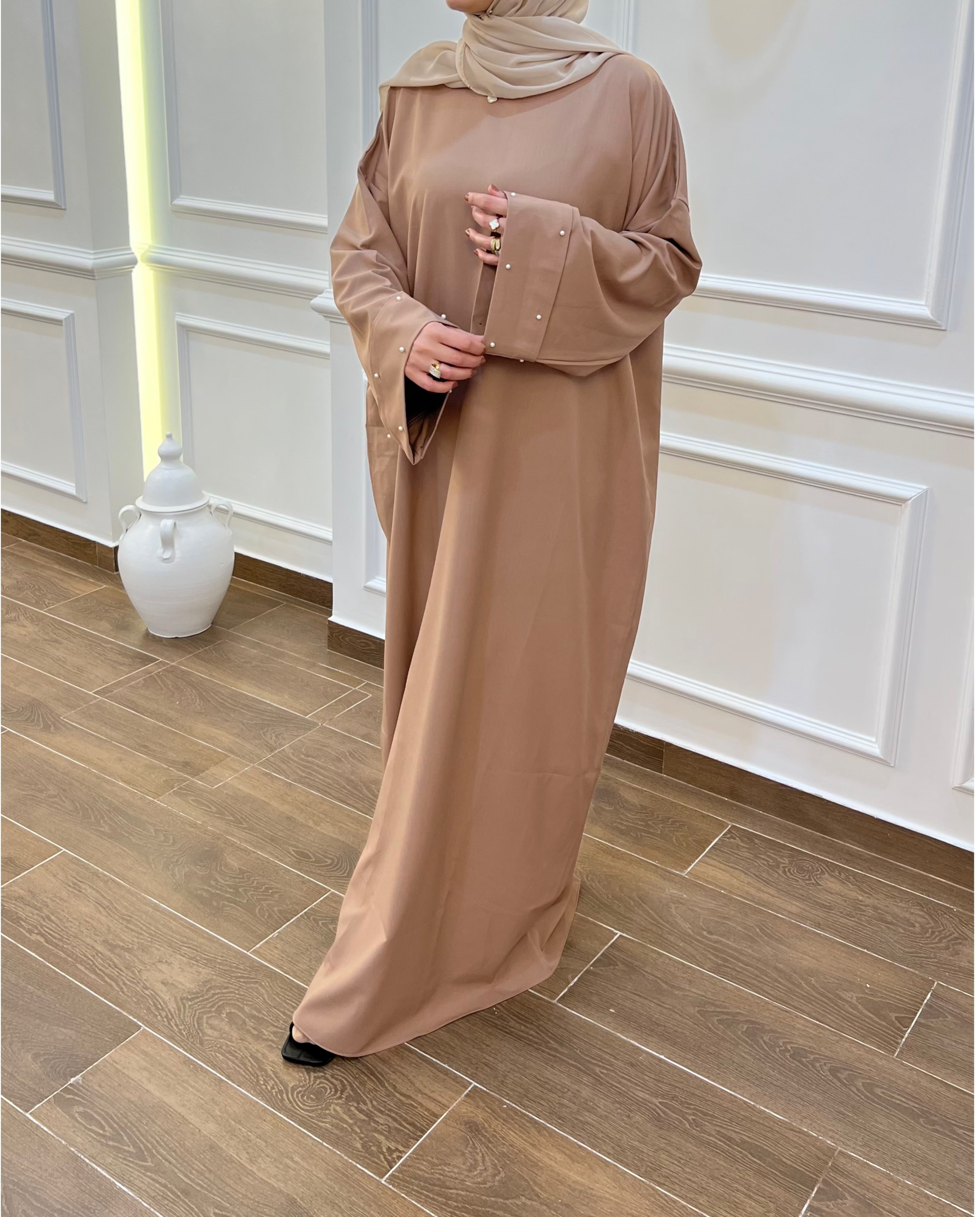 HIJAB PERLES EN BEIGE ROSÉ
