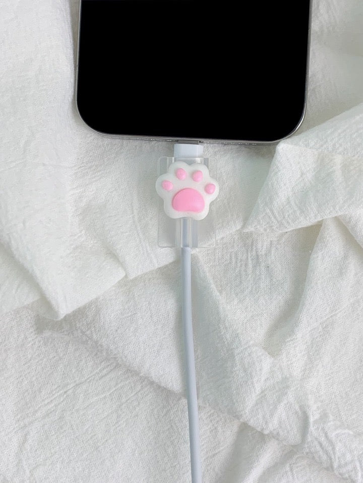 DEUX PIÈCES DE PROTECTION DE CABLE DE CHARGE MOTIF PATTE DE CHAT