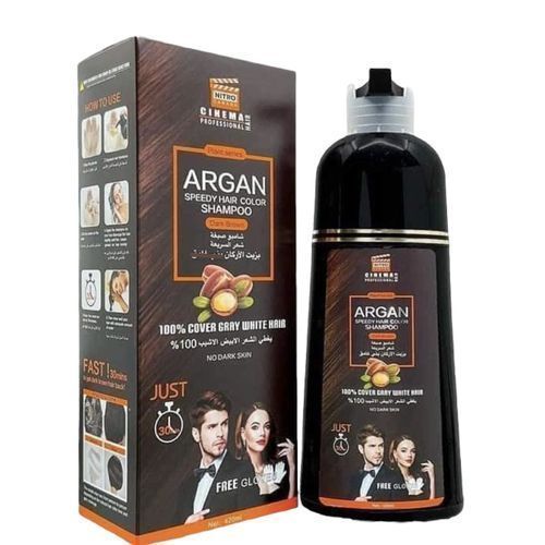 SHAMPOOING COLORANT NATUREL MARRON FONCÉ - FAST - À L’HUILE D’ARGAN - 400ML