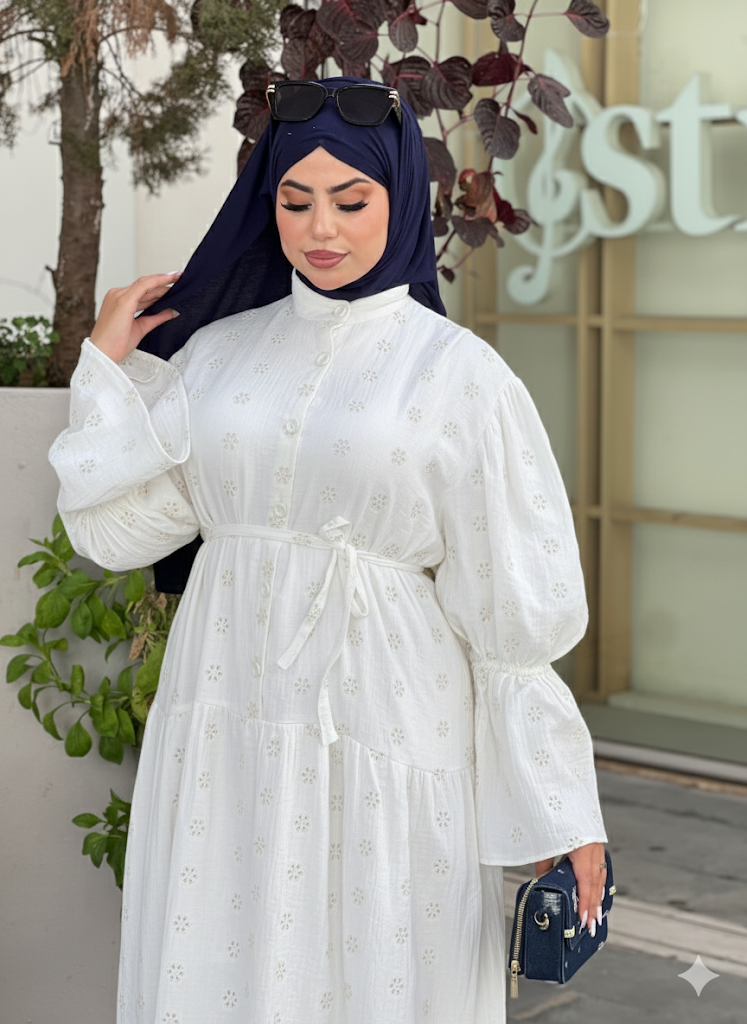 DRESS DION PREMIUM COLLECTION ( BRODERIE ANGLAISE AVEC DOUBLURE )