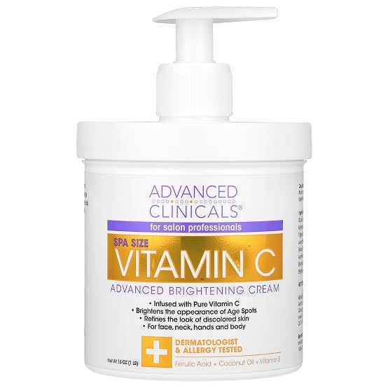 ADVANCED CLINICALS, VITAMINE C, CRÈME ÉCLAIRCISSANTE, FORMULE AVANCÉE, 454 G