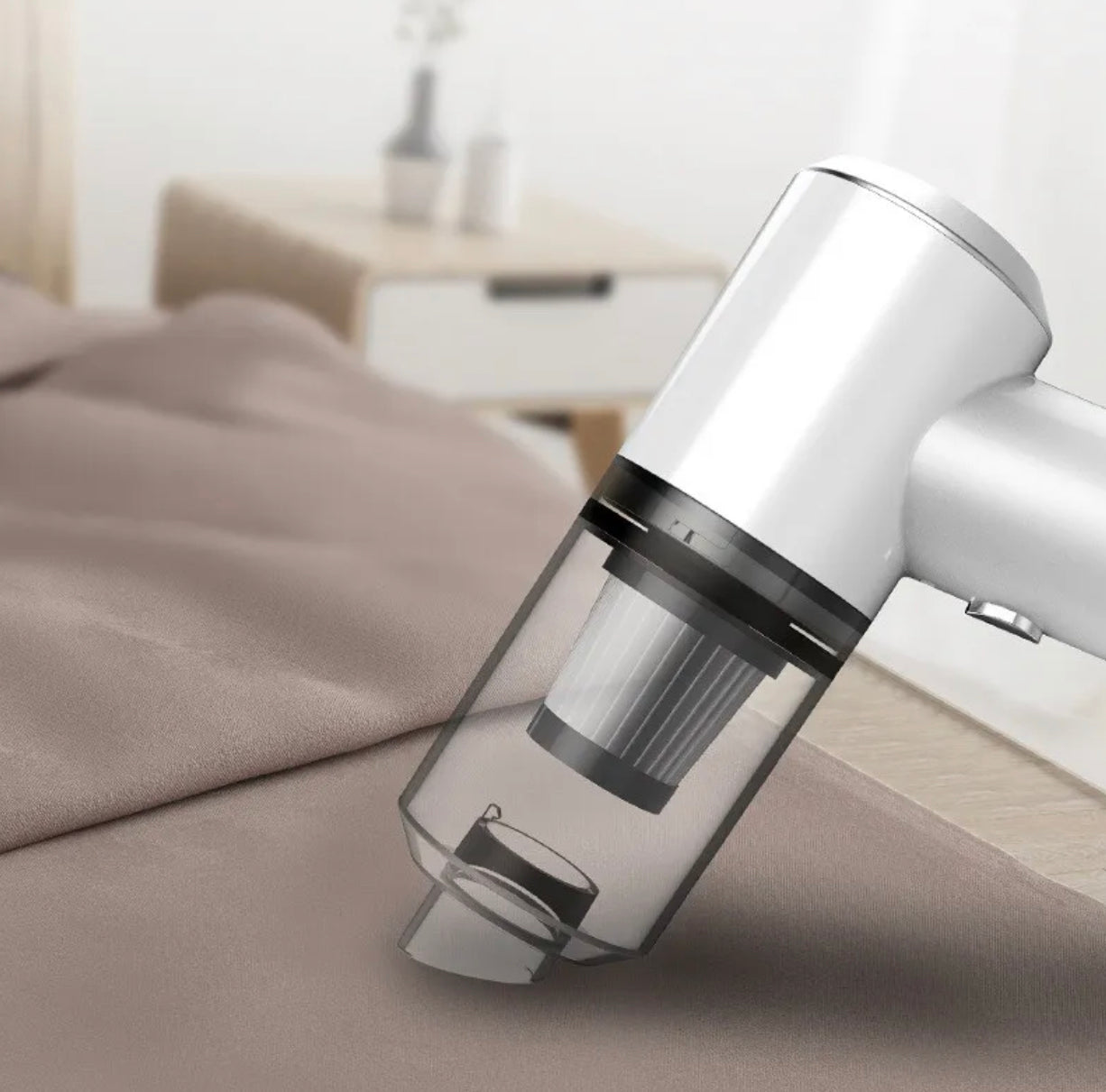 MINI ASPIRATEUR 2 EN 1 SANS FIL RECHARGEABLE MAISON ET VOITURE BLANC