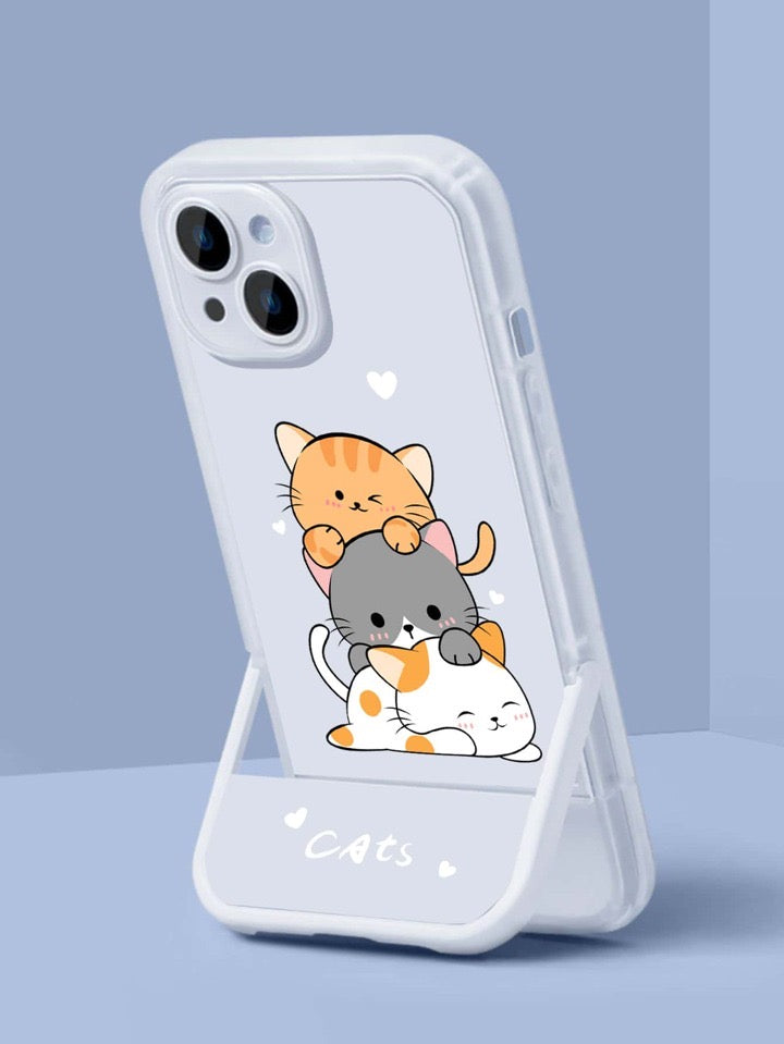 COQUE DE TÉLÉPHONE MOTIF CHATONS AVEC SUPPORT