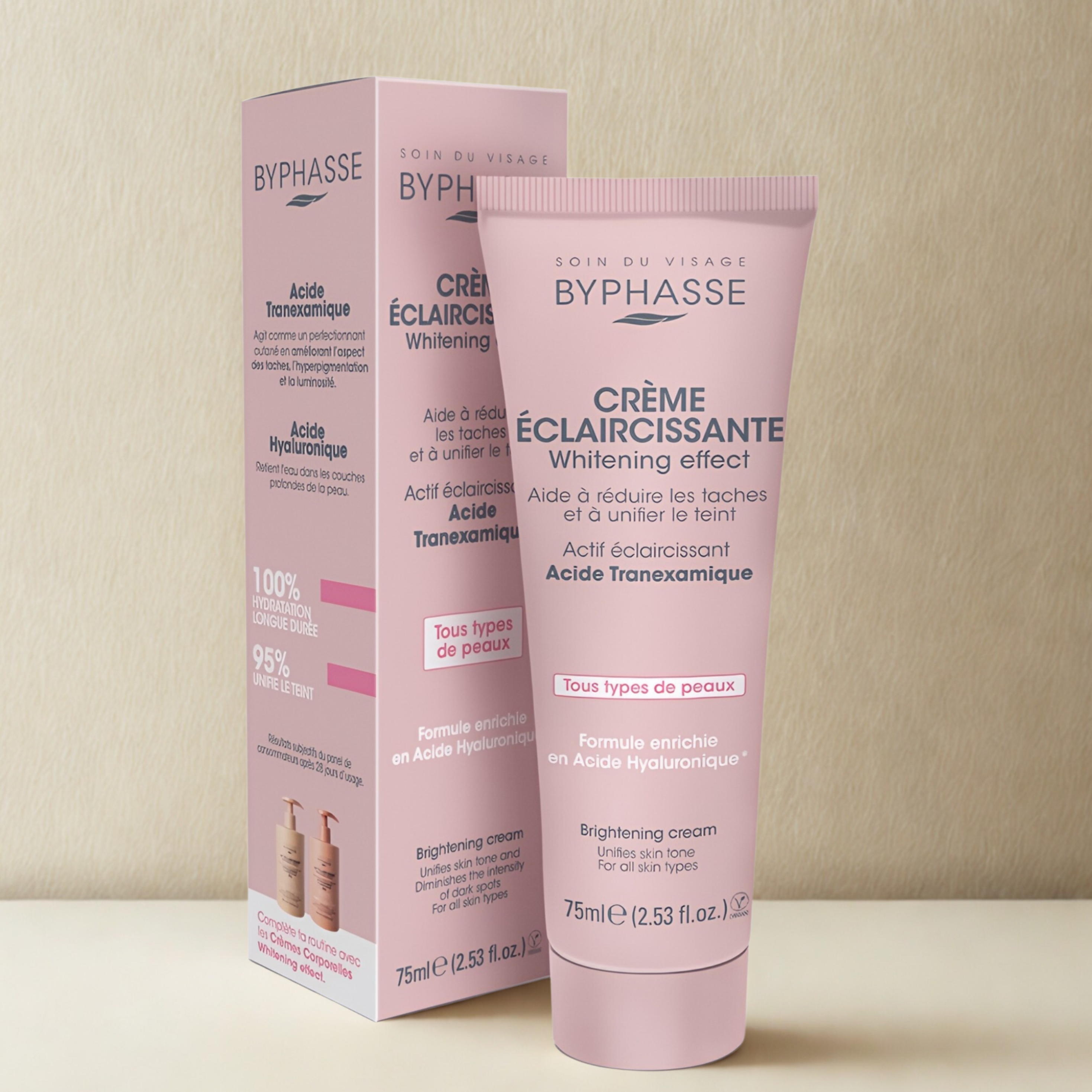 BYPHASSE CRÈME VISAGE ÉCLAIRCISSANTE WHITENING EFFECT 75ML TOUS TYPES DE PEAUX