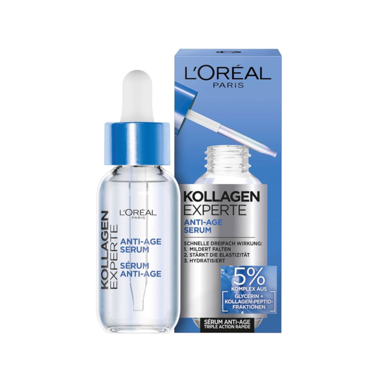 L’ORÉAL PARIS EXPECT COLLAGÈNE, SERUM ANTI-ÂGE 5 % GLYCÉRINE + FRACTIONS DE PEPTIDES DE COLLAGÈNE 30ML