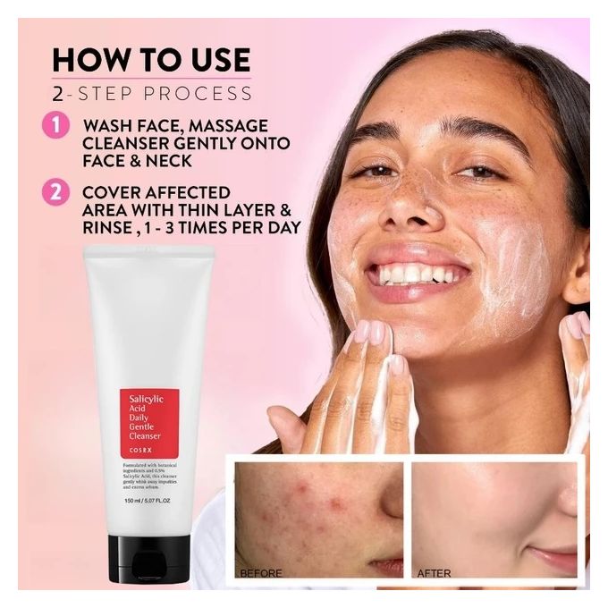 COSRX GEL NETTOYANT GENTLE À L’ACIDE SALICYLIQUE 150ML