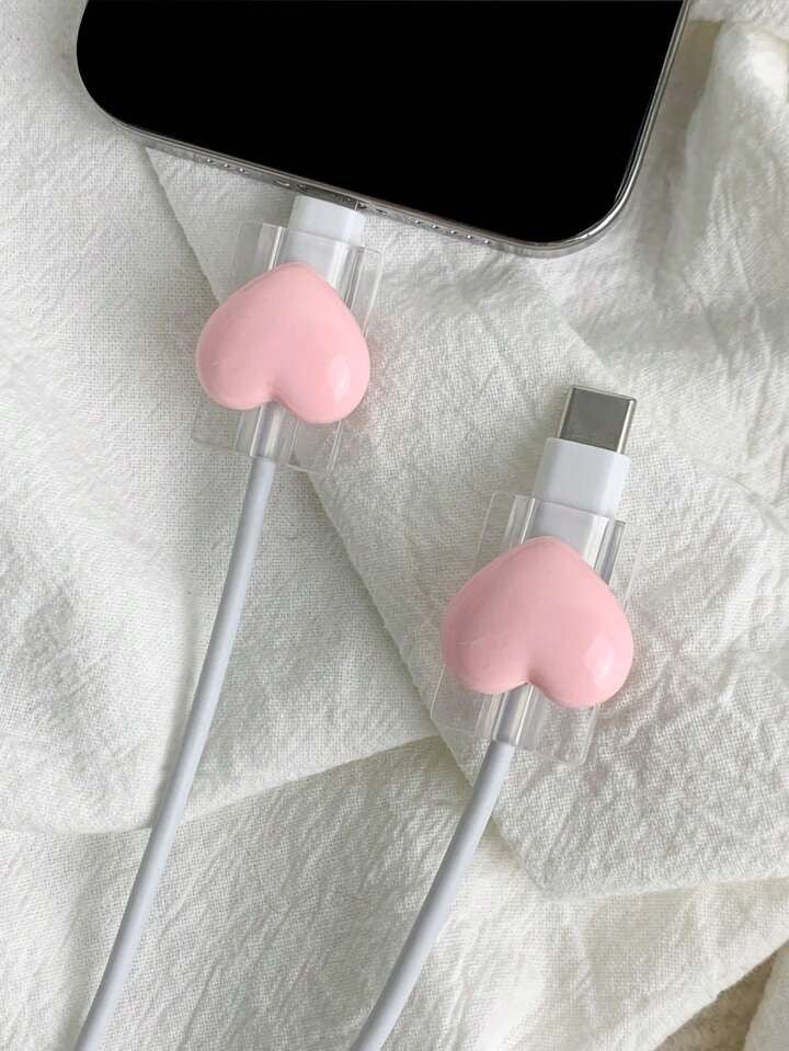 DEUX PIÈCES DE PROTECTION DE CABLE DE CHARGE MOTIF COEUR