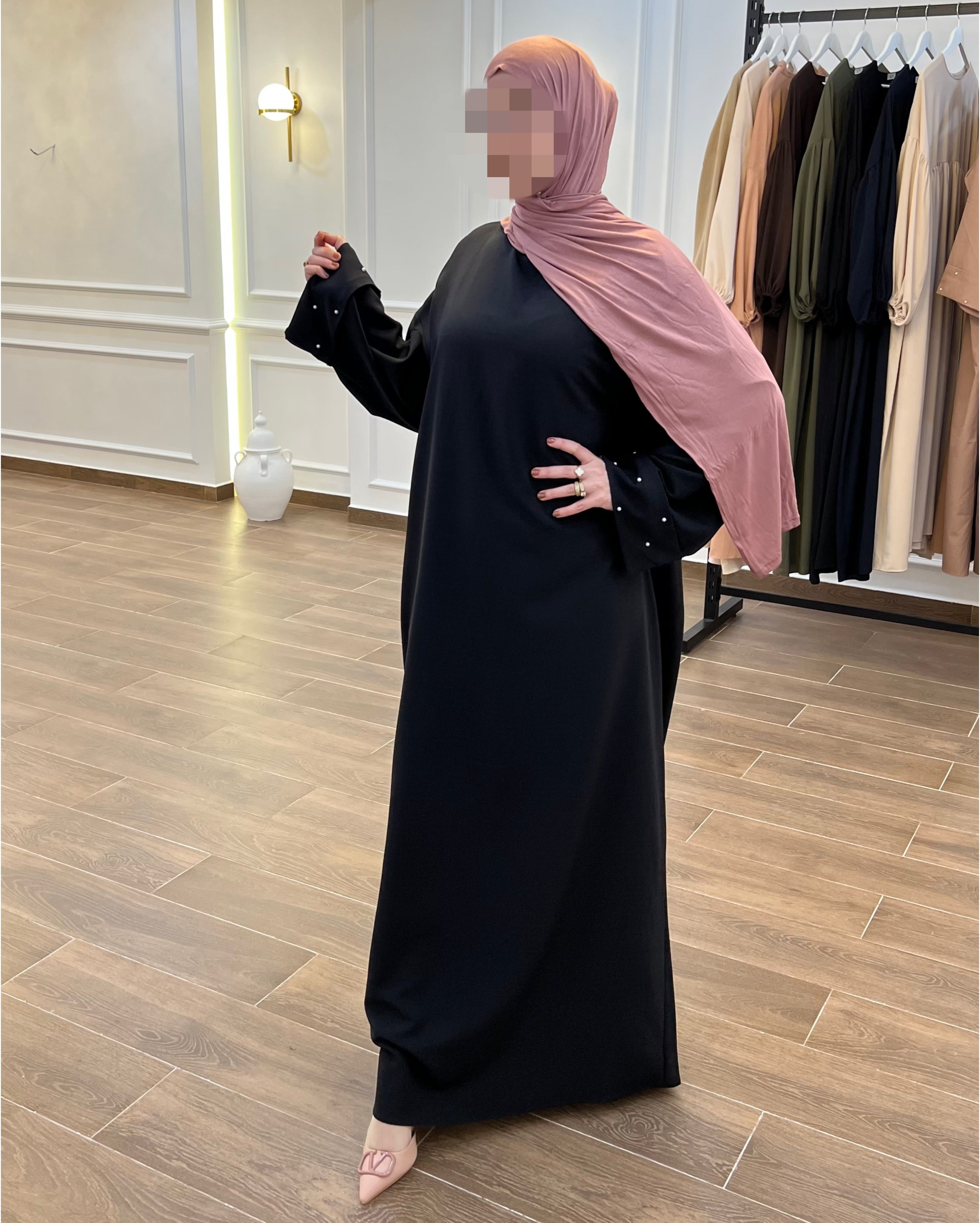 HIJAB PERLES EN NOIR