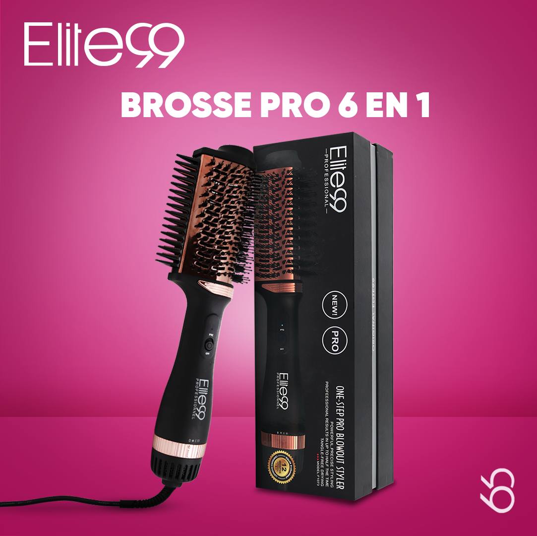 BROSSE SOUFFLANTE & LISSANTE 2EN1 EN CERAMIC TRÈS PUISSANTE -PRO 1500W ELITE99- (NOIR Gold)