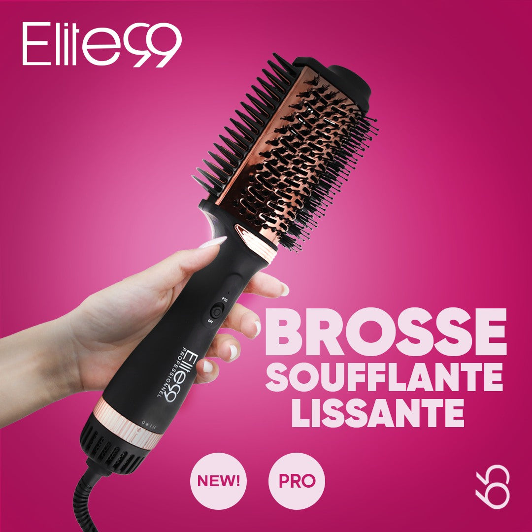 BROSSE SOUFFLANTE & LISSANTE 2EN1 EN CERAMIC TRÈS PUISSANTE -PRO 1500W ELITE99- (NOIR Gold)