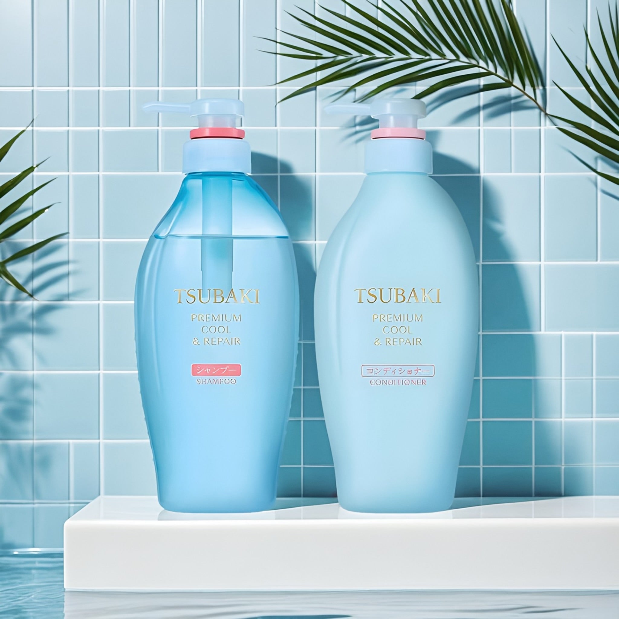 SHISEIDO TSUBAKI BLUE PREMIUM COOL HAIR SHAMPOO AND CONDITIONER SET 450 ML * 2 LIMITED EDITON