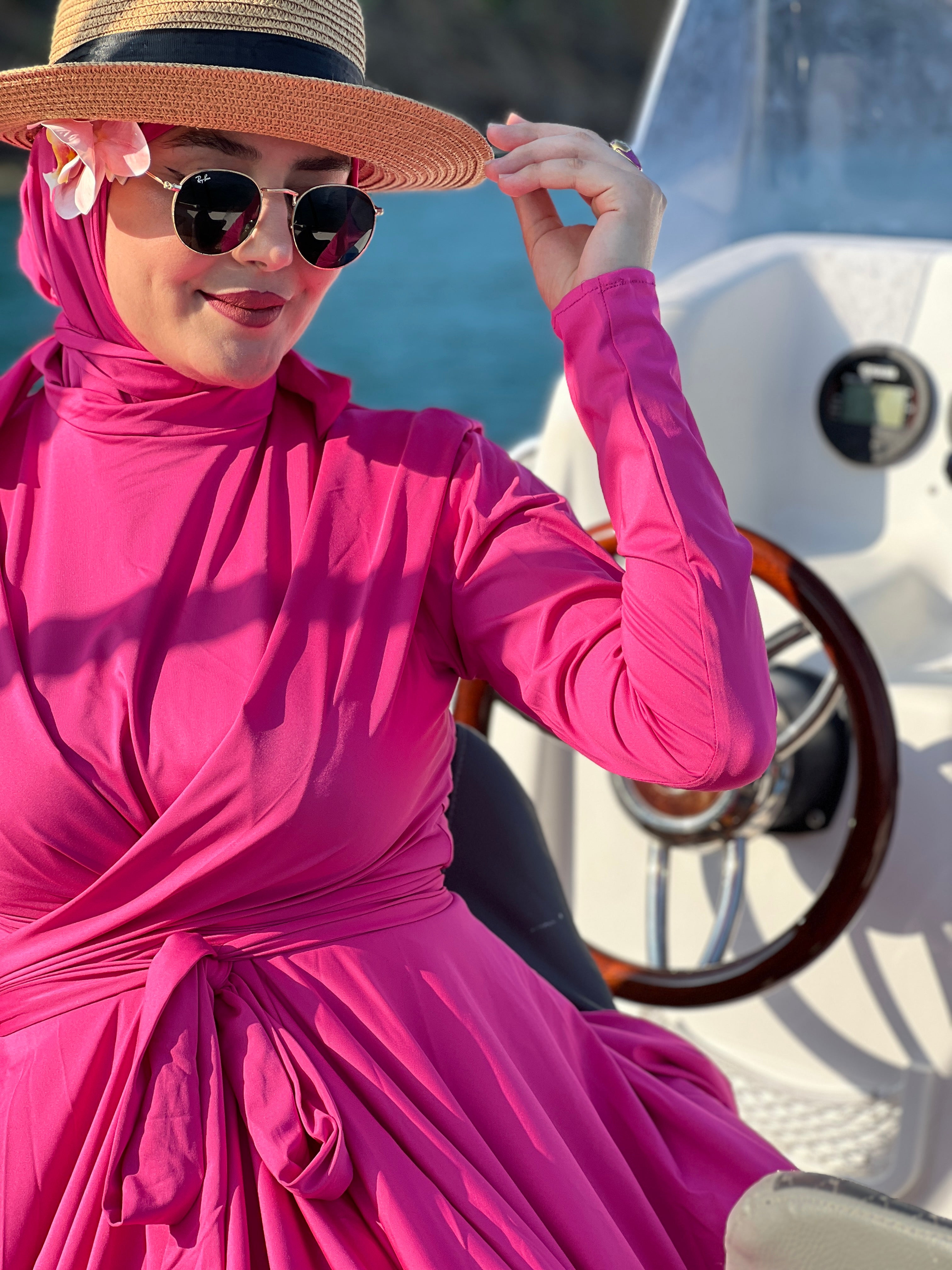 BURKINI STYLE ROBE CLOCHE EN COULEUR ROSE FUSHIA