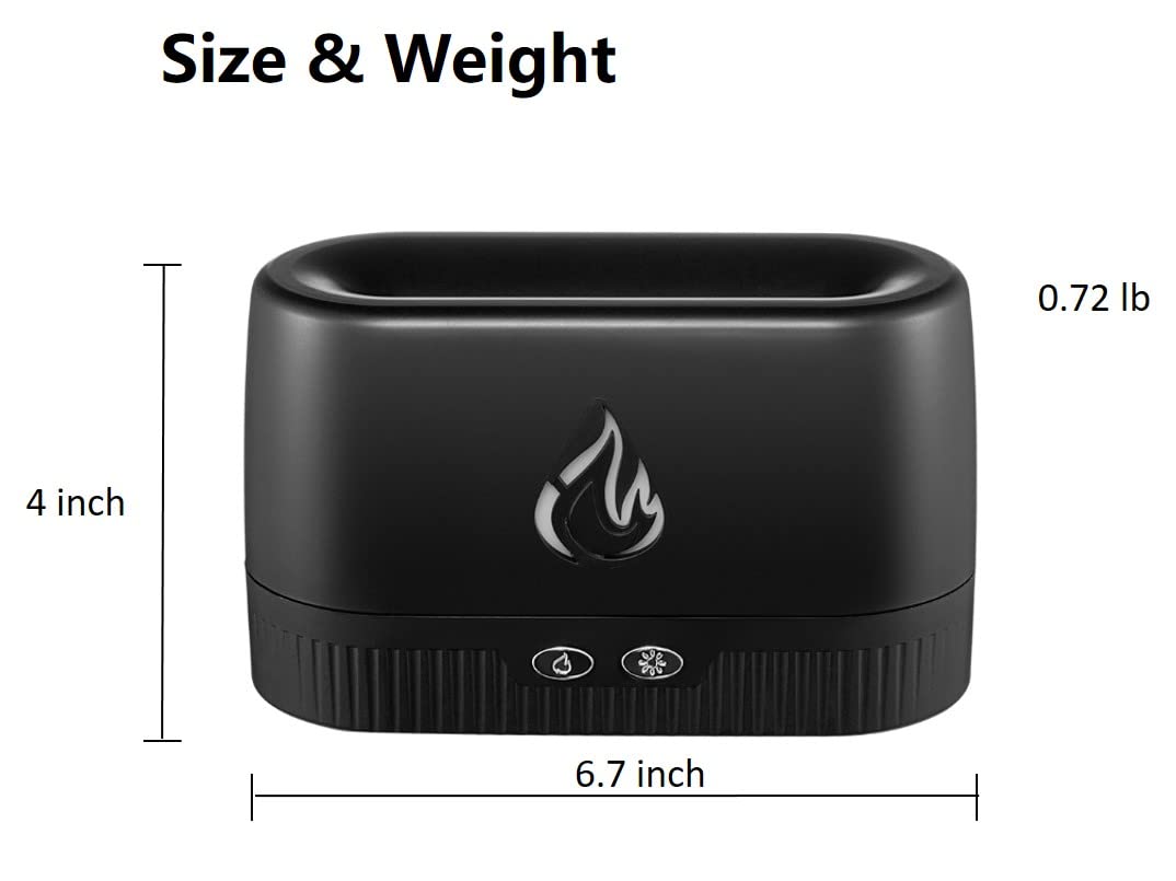 DIFFUSEUR D’HUILES ESSENTIELLES ET HUMIDIFICATEUR AVEC FLAMME DE VAPEUR (NOIR)