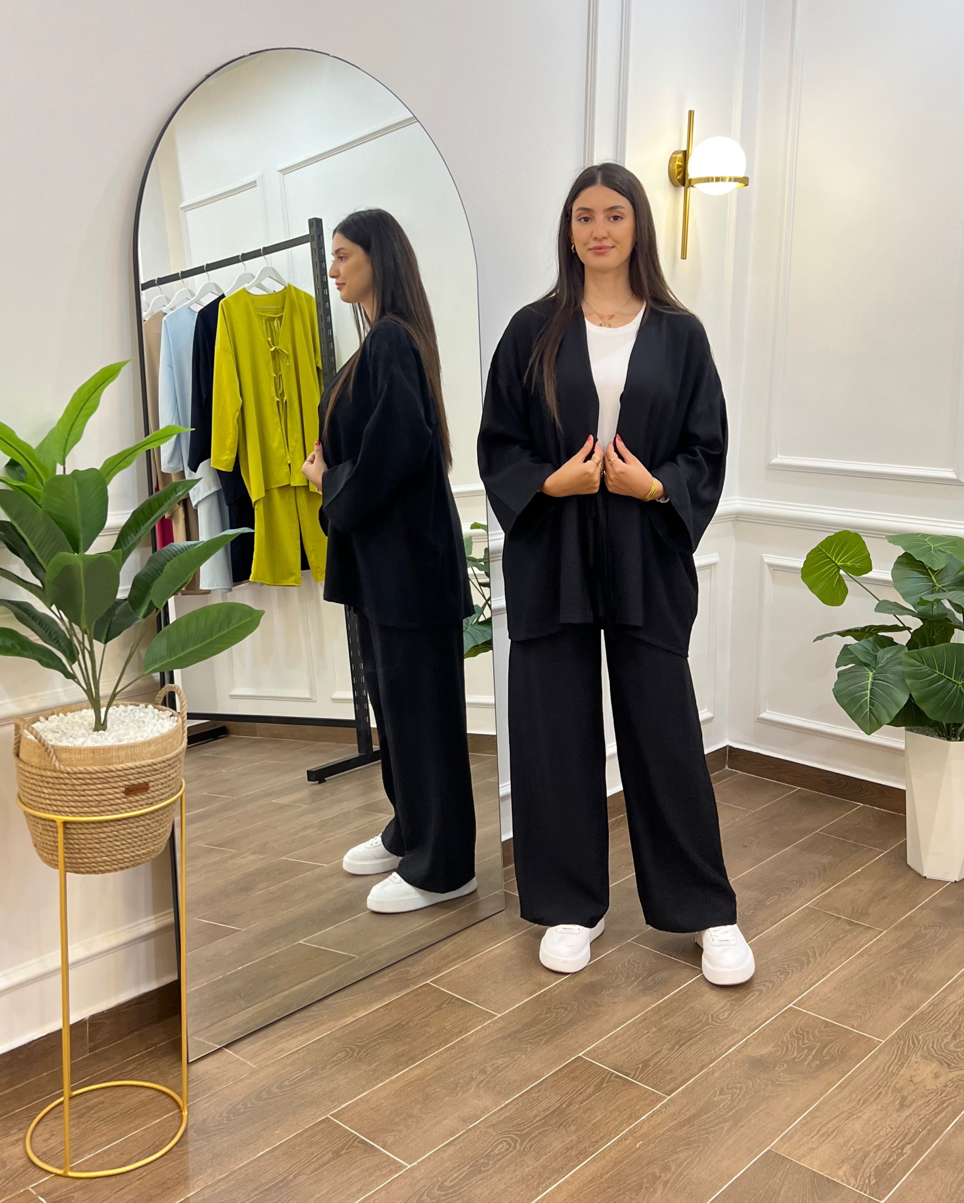 ENSEMBLE EN LIN COULEUR NOIR
