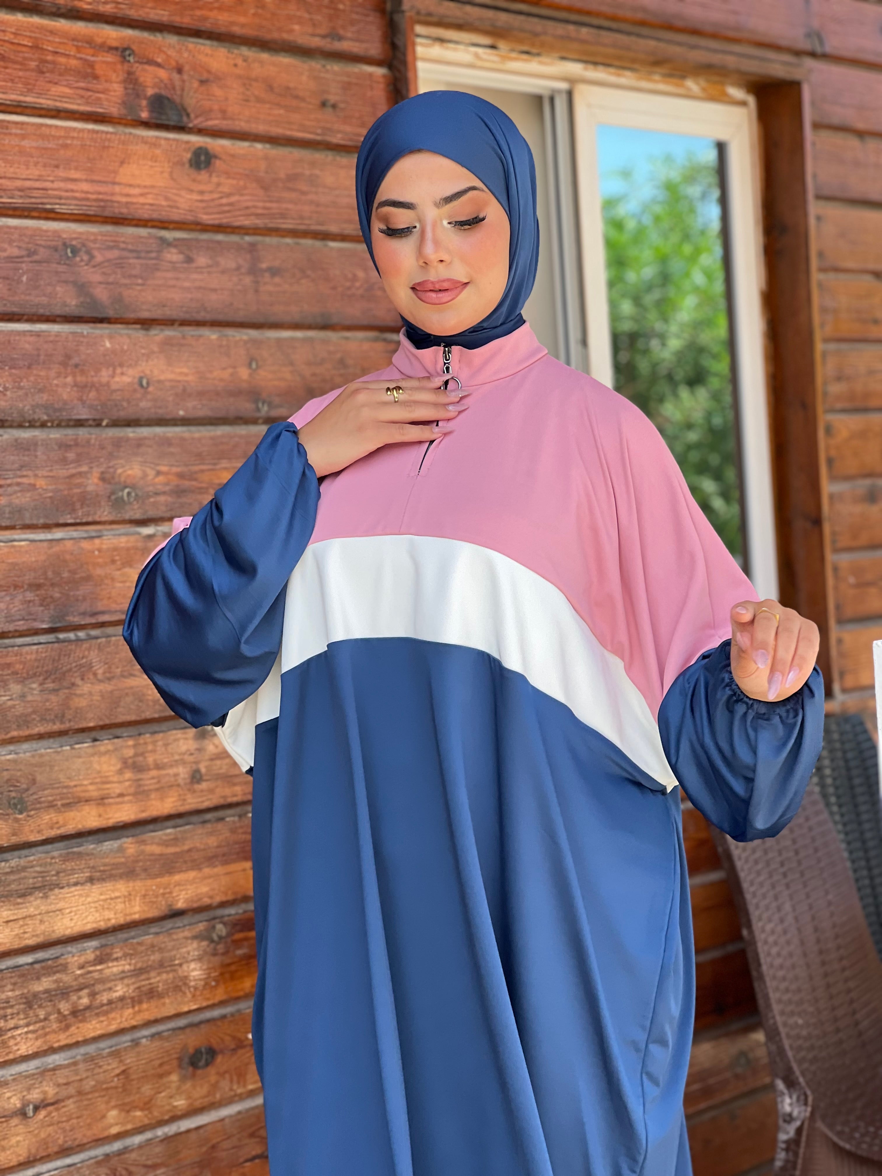 BURKINI SUMMER DION SPORT COULEUR BLEU ( 3 PIÈCES ) AVEC BOURSE DE RANGEMENT