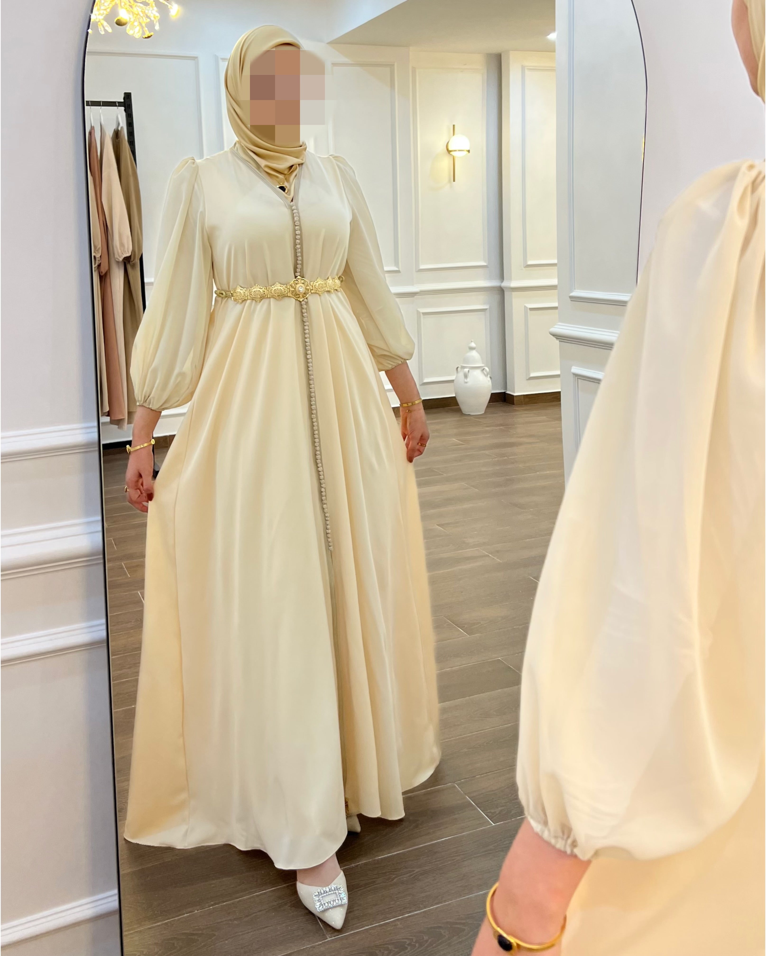 CAFTAN ALGERIEN TRÈS CLASSE DE TRÈS BONNE QUALITE BEIGE