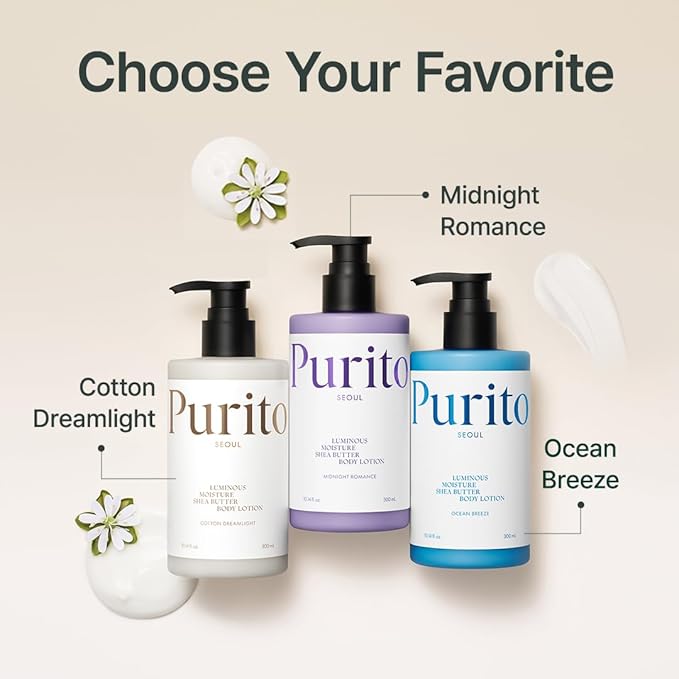 PURITO SEOUL LUMINOUS MOISTURE SHEA BUTTER BODY LOTION COTTON DREAMLIGHT 30ML