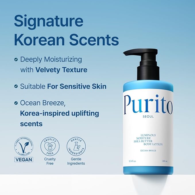 PURITO SEOUL LUMINOUS MOISTURE SHEA BUTTER BODY LOTION OCEAN BREEZE 300 ML