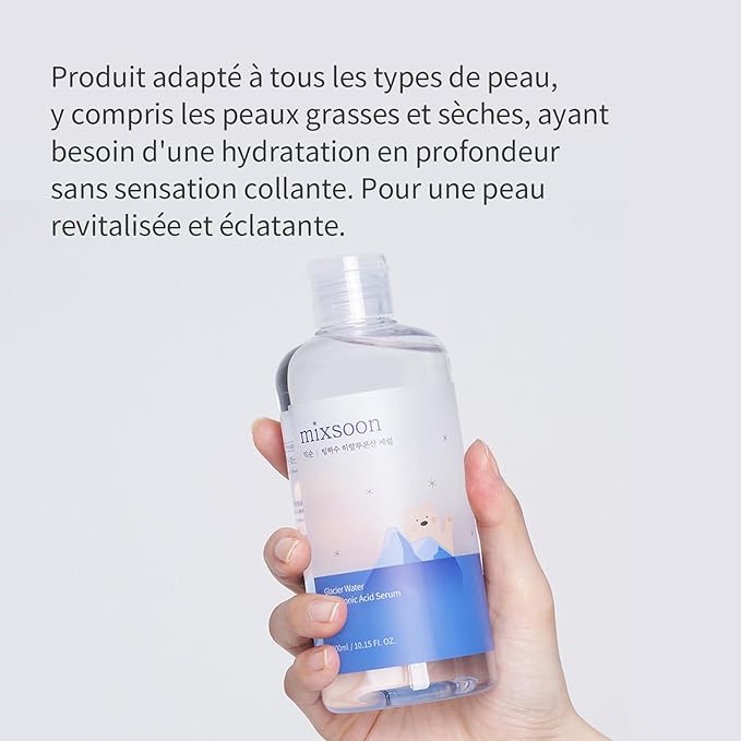 MIXSOON - SÉRUM À L'ACIDE HYALURONIQUE À L'EAU DE GLACIER - 300ML