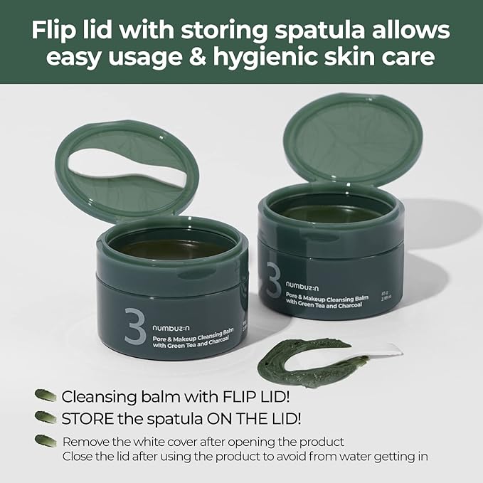 NUMBUZIN NO.3 PORE & MAKEUP SKIN SOFTENING CLEANSING BALM WITH GREEN TEA AND CHARCOAL 85G