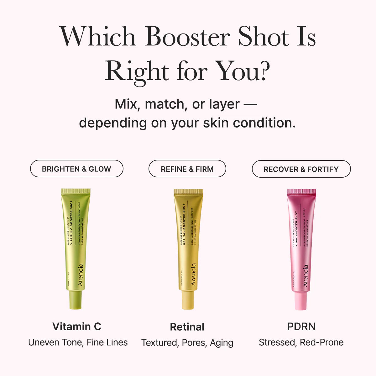 ARENCIA PDRN BOOSTER SHOT , ROSY PDRN & PEPTIDES FOR GLOWY HEALTHY SKIN 30 ML