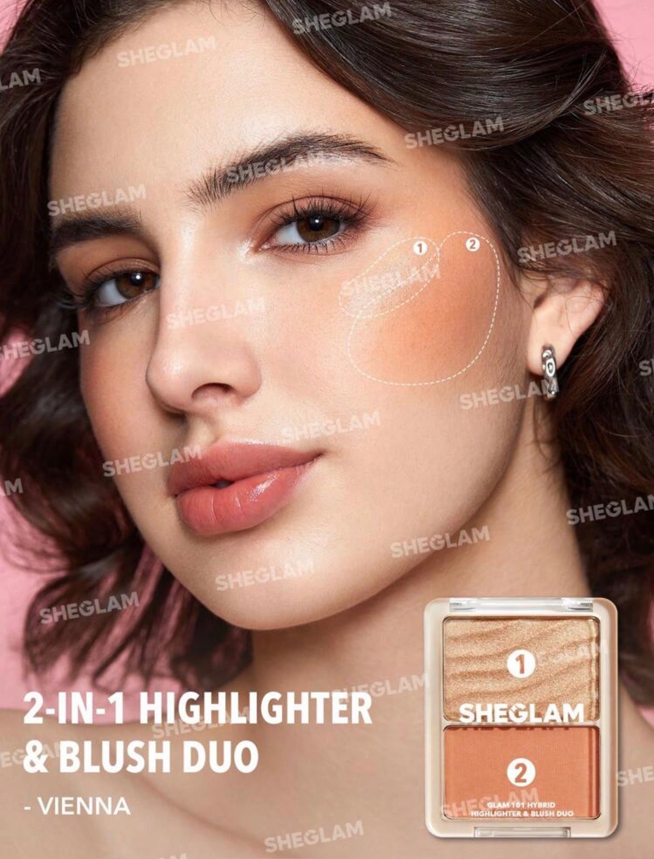 SHEGLAM DUO HIGHLIGHTER ET BLUSH COULEUR VIENNA