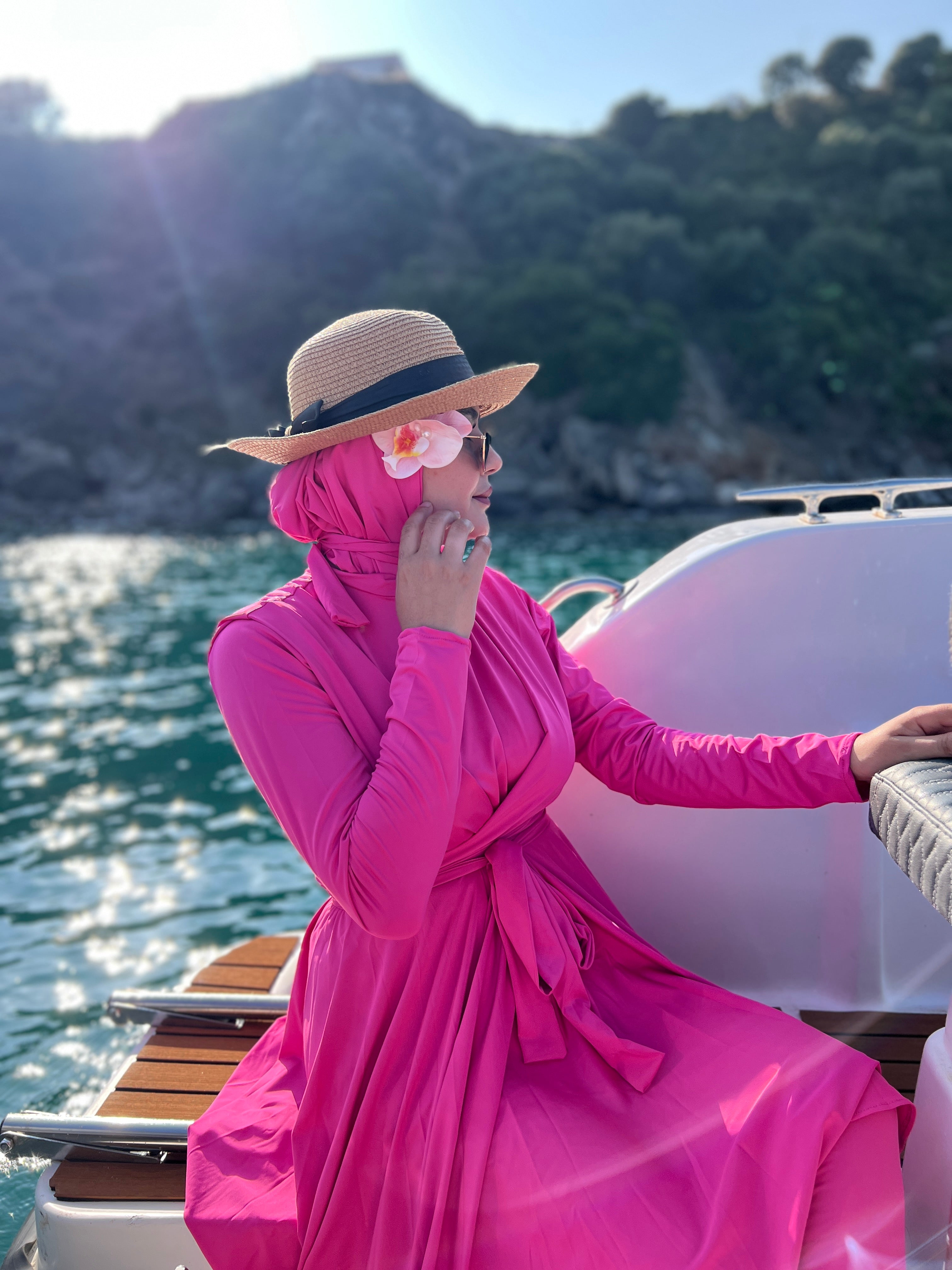 BURKINI STYLE ROBE CLOCHE EN COULEUR ROSE FUSHIA