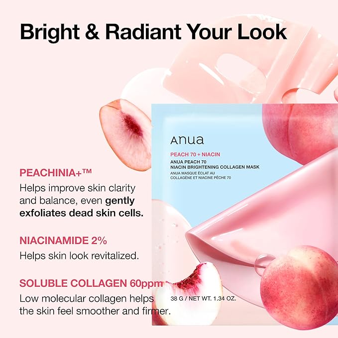 ANUA PEACH 70 NIACIN BRIGHTENING COLLAGEN MASK 30G