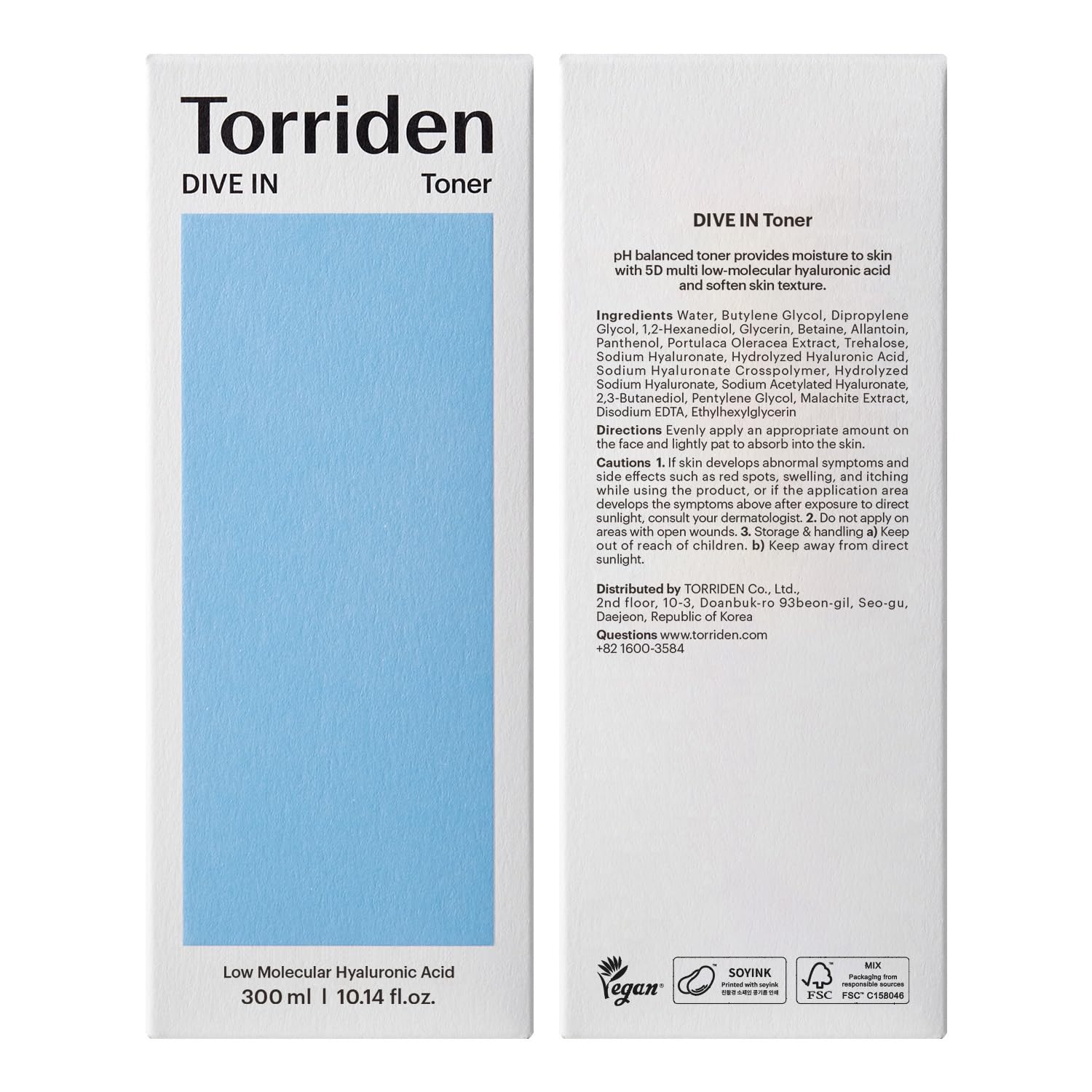 TORRIDEN DIVE IN LOW MOLECULE HYALURONIC ACID TONER 300ML