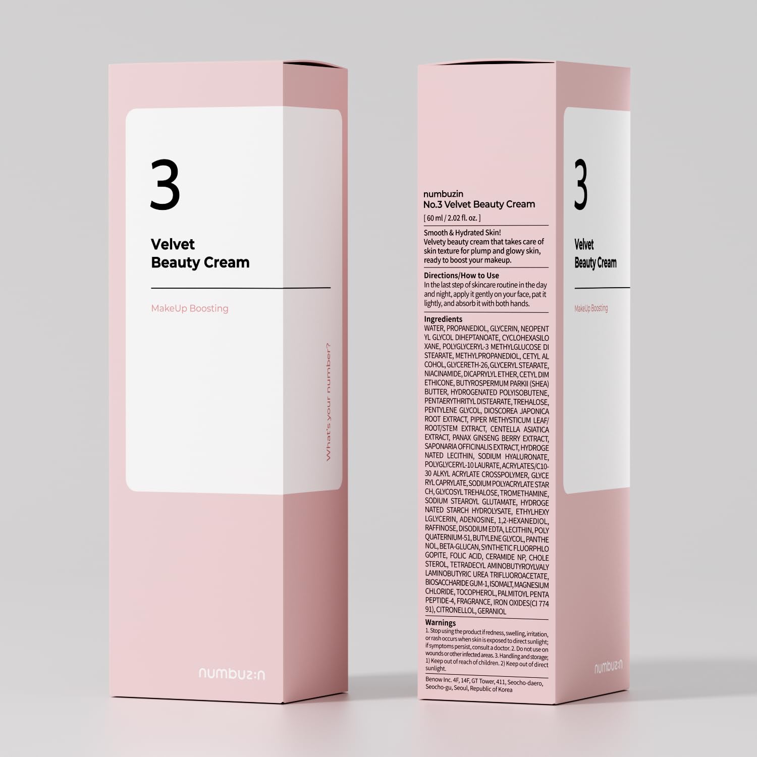 NUMBUZIN NO.3 VELVET BEAUTY CREAM 60ML (PRIMER)