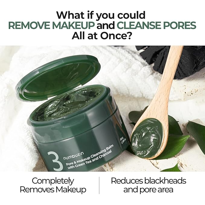 NUMBUZIN NO.3 PORE & MAKEUP SKIN SOFTENING CLEANSING BALM WITH GREEN TEA AND CHARCOAL 85G
