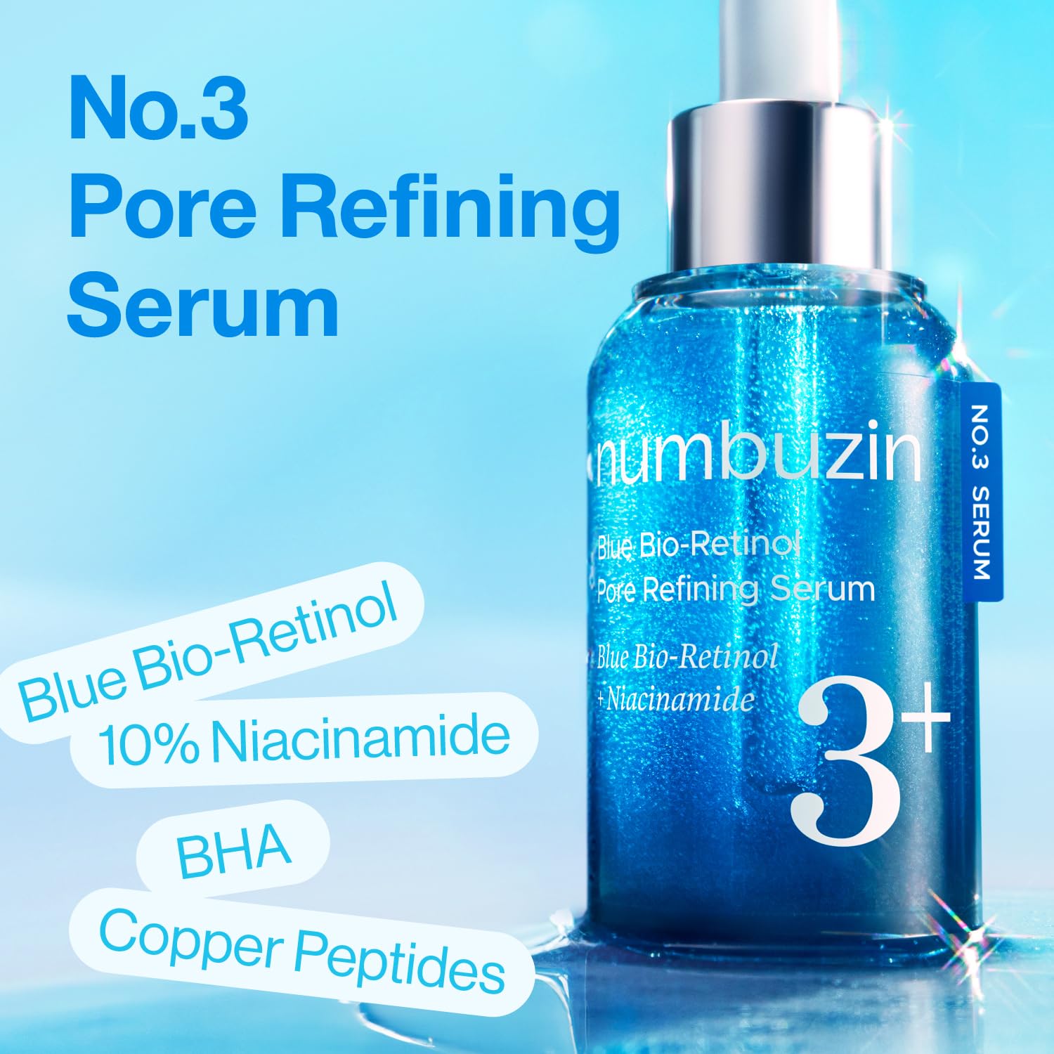 NUMBUZIN 3+ BLUE BIO RETINOL PORE REFINING SERUM + NIACINAMIDE 30 ML