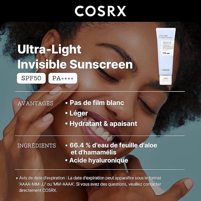 COSRX CRÈME SOLAIRE INVISIBLE ULTRA LÉGÈRE SPF 50 PA++++