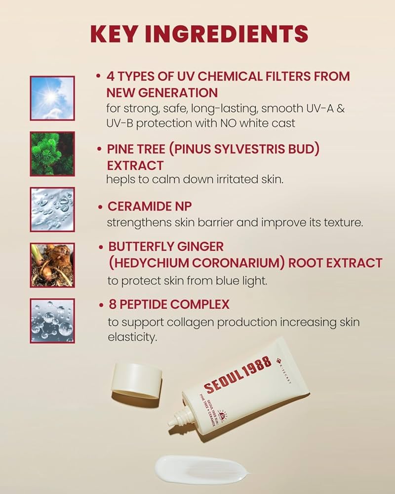 K-SECRET SEOUL 1988 SUNSCREEN PINE TREE + CERAMIDE 50 ML