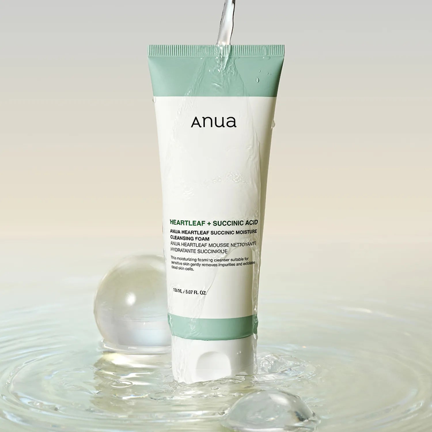 ANUA HEARTLEAF SUCCINIC MOISTURE CLEANSING FOAM 150ML (NEW)