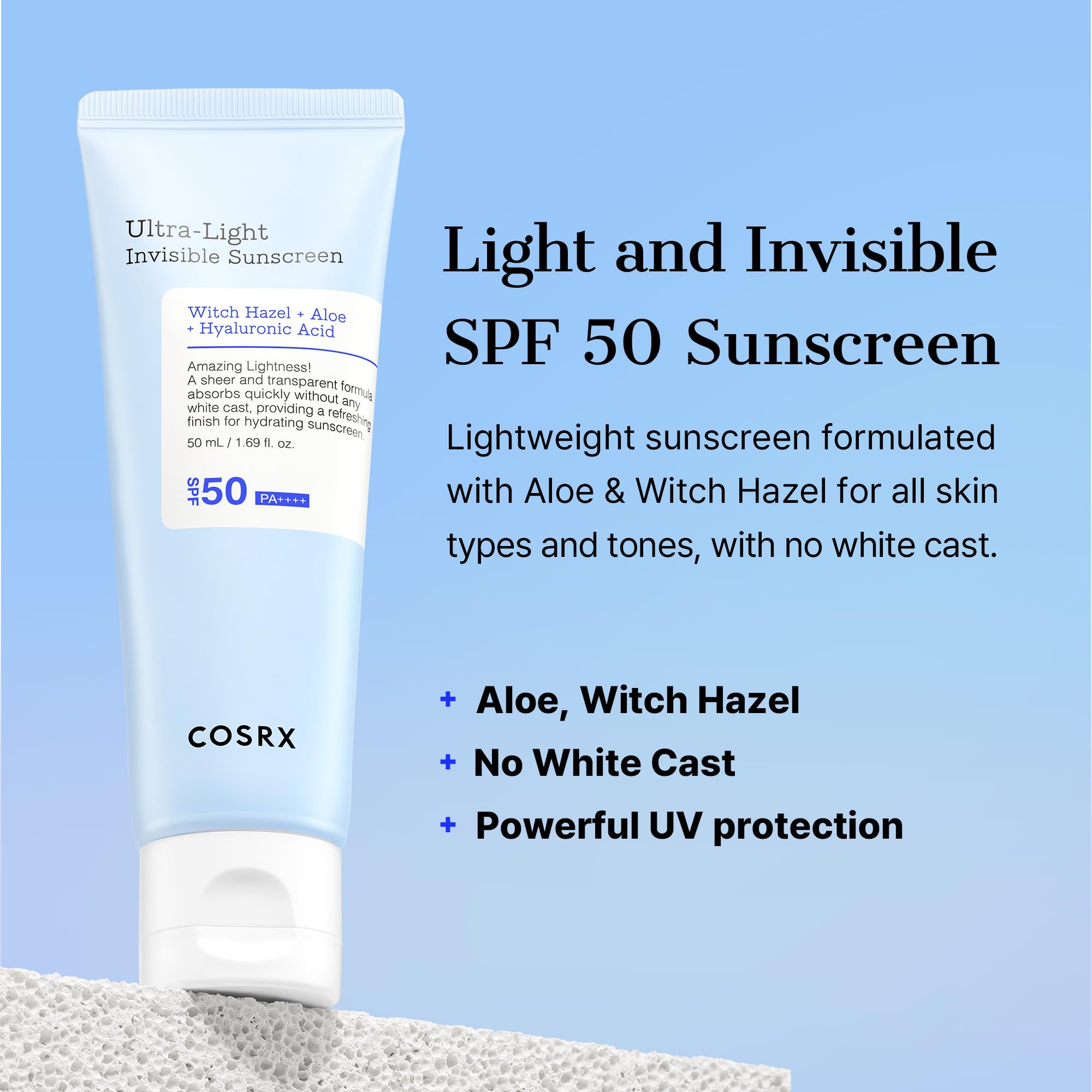 COSRX CRÈME SOLAIRE INVISIBLE ULTRA LÉGÈRE SPF 50 PA++++