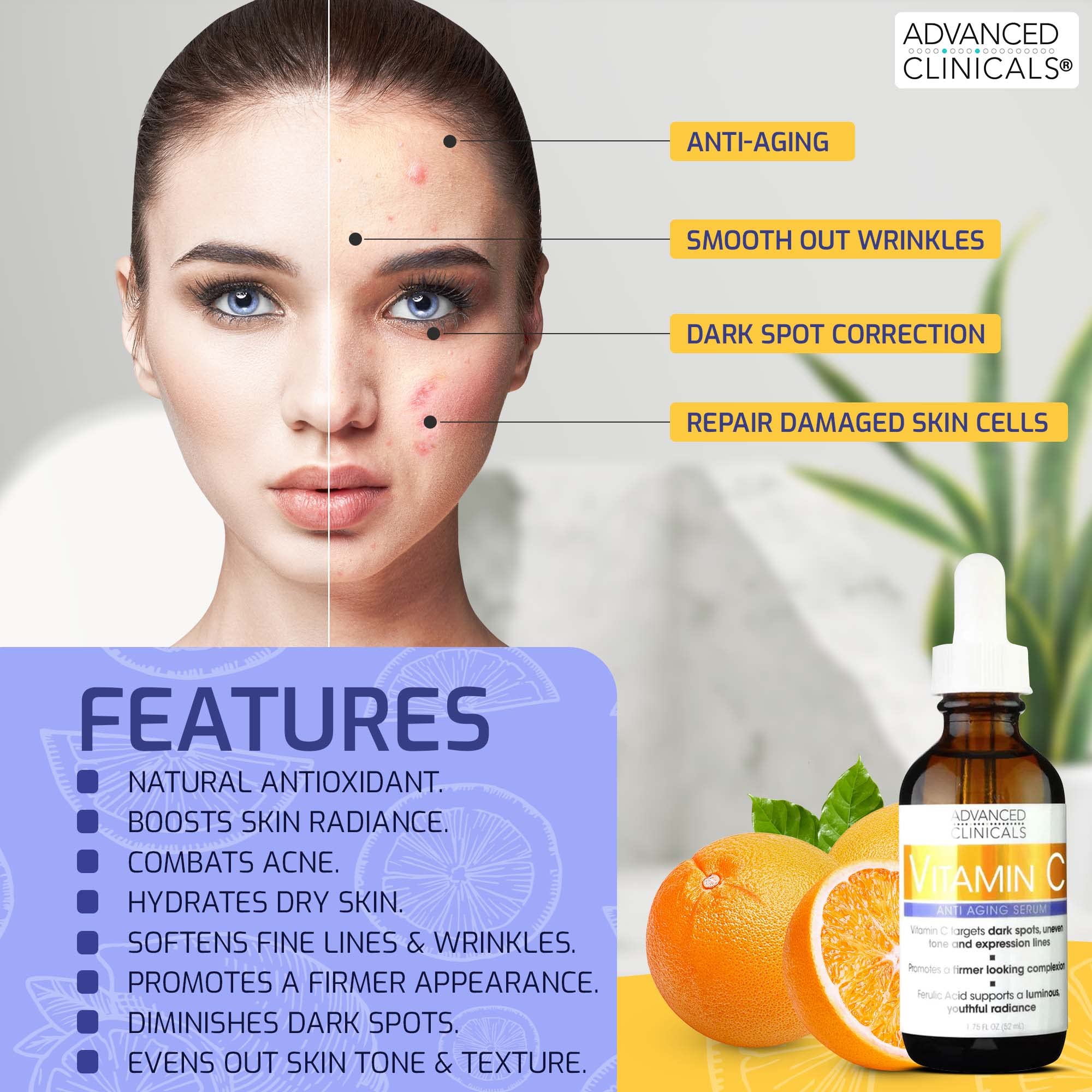 ADVANCED CLINICALS VITAMINE C SERUM ANTI AGE 52 ML