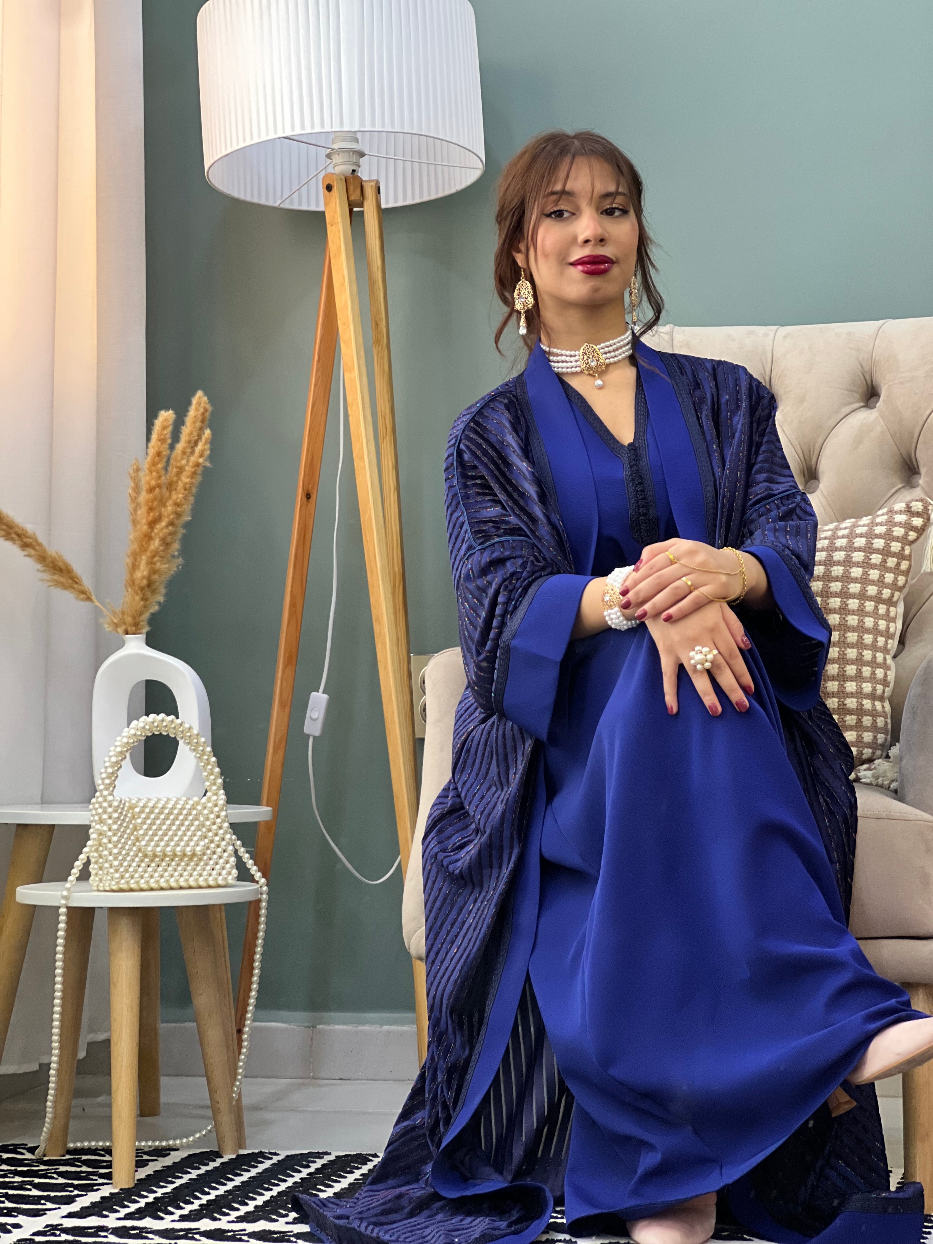 CAFTAN AID LA REINE EN COULEUR BLEU NUIT