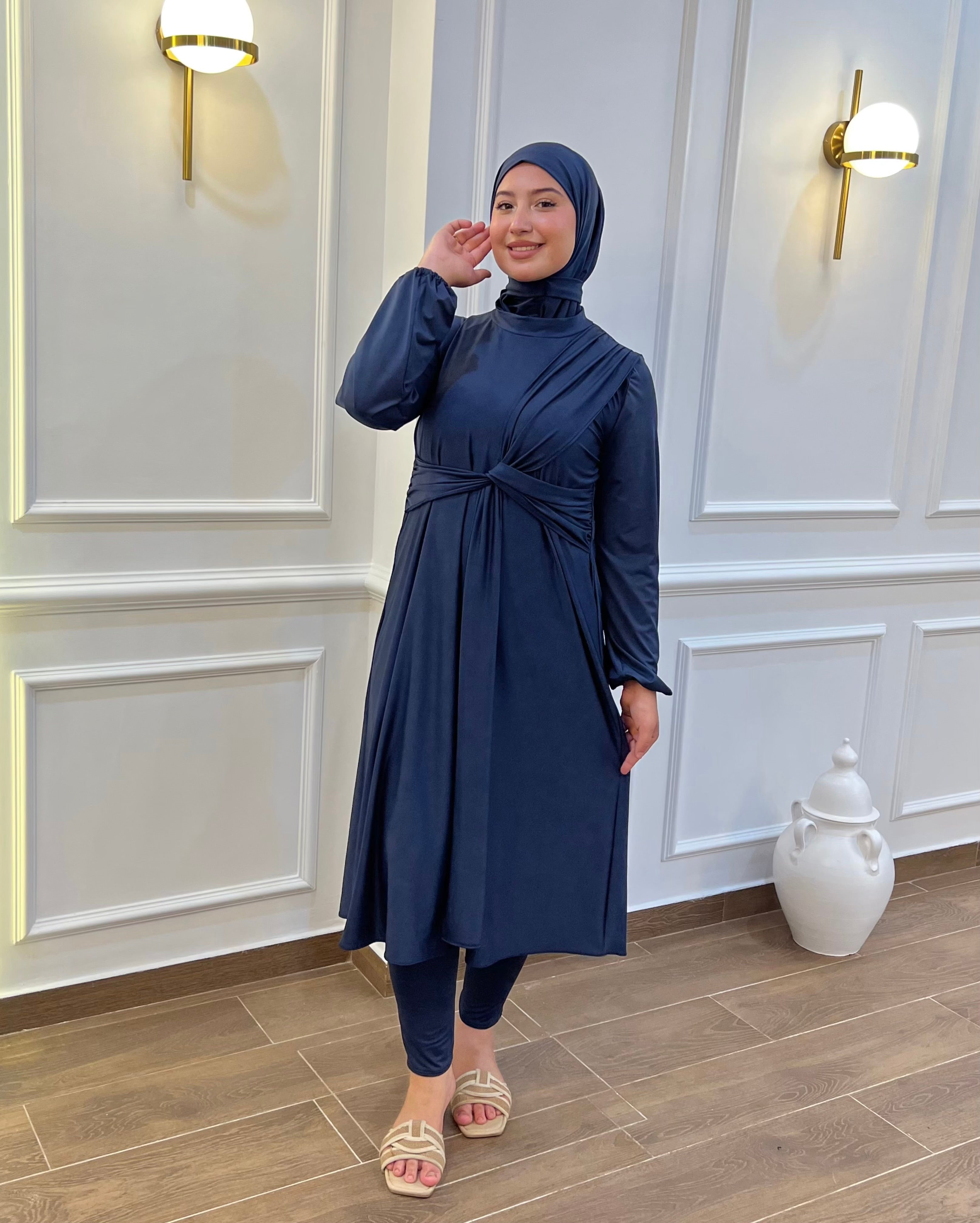 BURKINI SUMMER DION CLASSIC LONG BLEU ( 3 PIÈCES ) AVEC BOURSE DE RANGEMENT