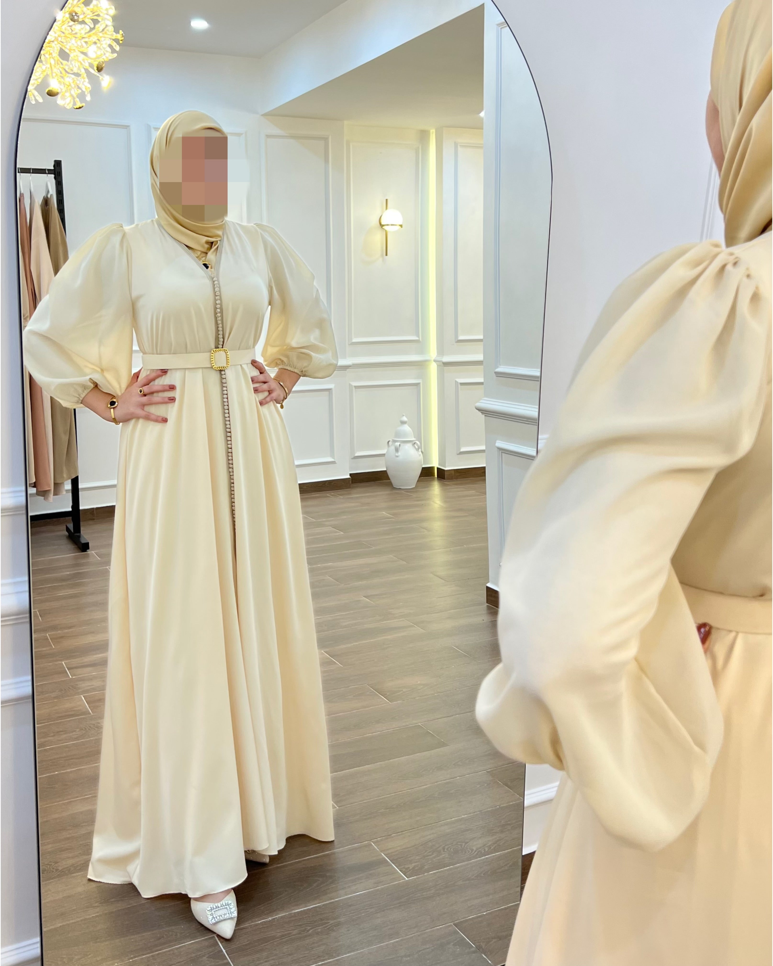 CAFTAN ALGERIEN TRÈS CLASSE DE TRÈS BONNE QUALITE BEIGE