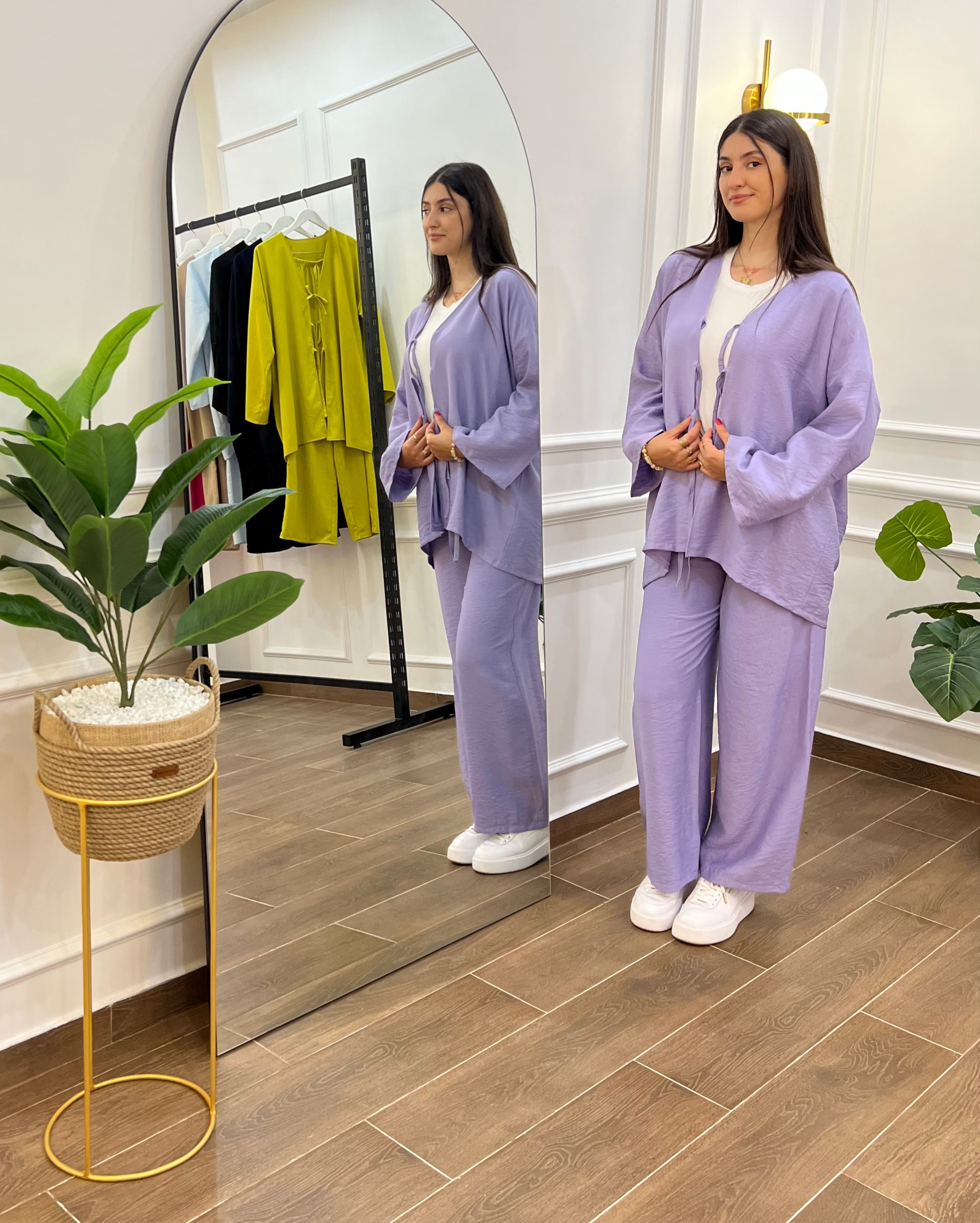 ENSEMBLE EN LIN COULEUR VIOLET PASTEL