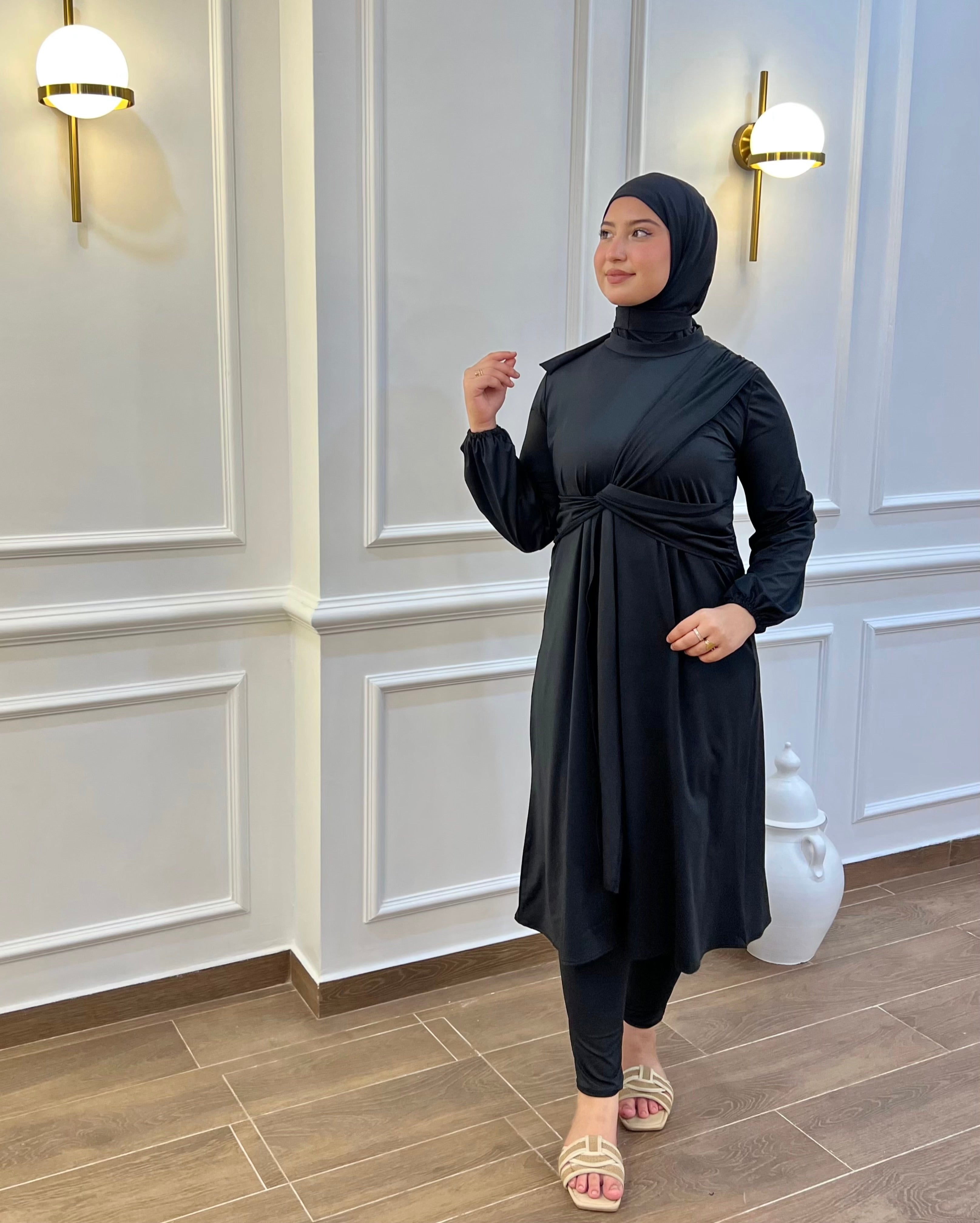 BURKINI SUMMER DION CLASSIC LONG NOIR ( 3 PIÈCES ) AVEC BOURSE DE RANGEMENT