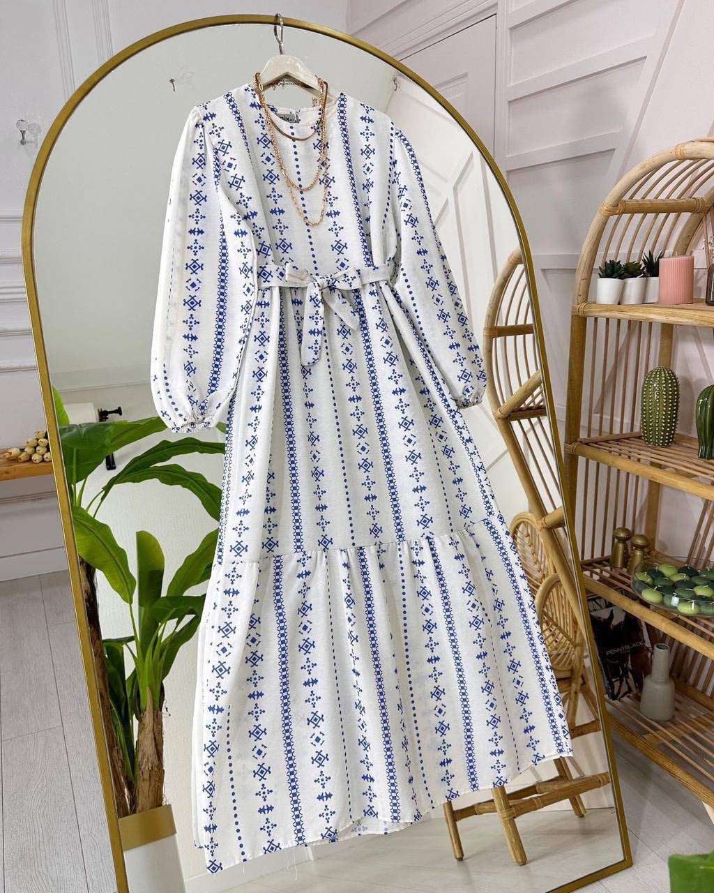 ROBE MOTIFS BERBERE DE COULEUR BLEU - Premium ROBE from DION - Just DA 4900! Shop now at DION
