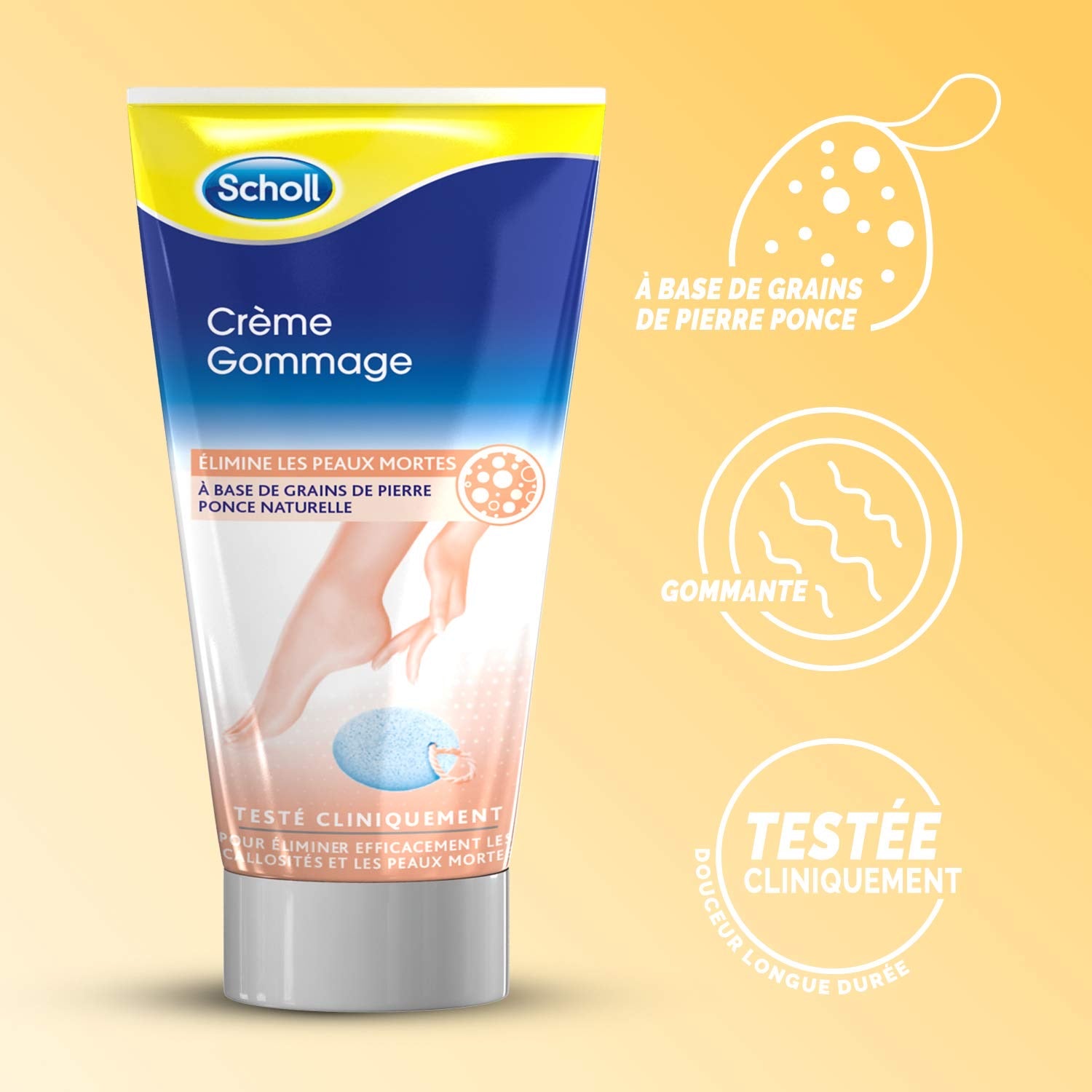SCHOLL CRÈME GOMMAGE PIEDS À BASE DE GRAINS DE PIERRE PONCE NATURELLE