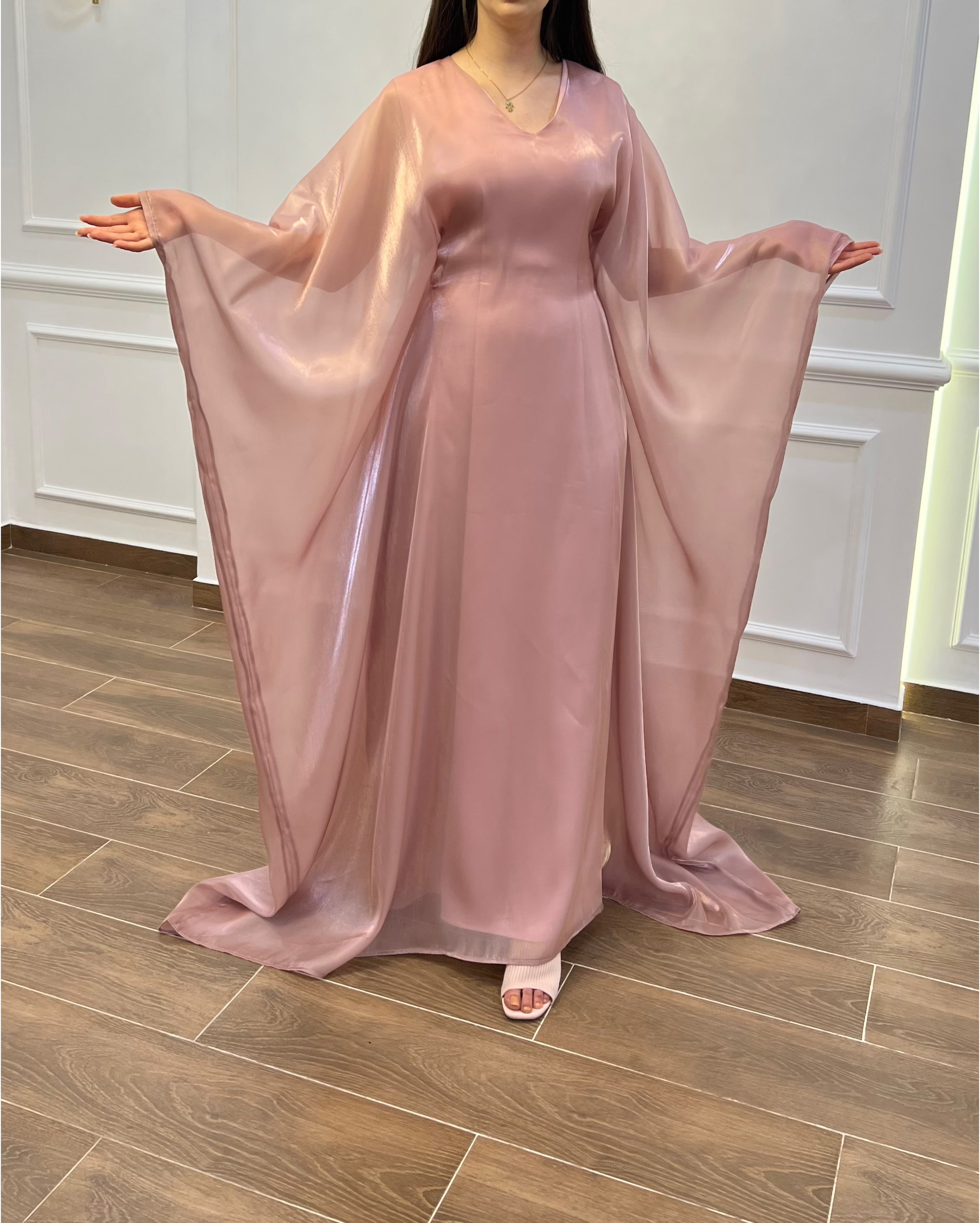 ROBE ORGANZA TRÈS CLASSE COULEUR BOIS DE ROSE FONCÉ