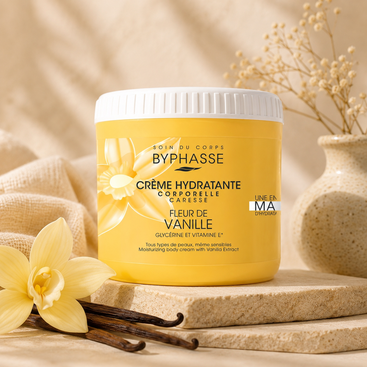 BYPHASSE CRÈME HYDRATANTE CORPORELLE CARESSE FLEUR DE VANILLE 500ML