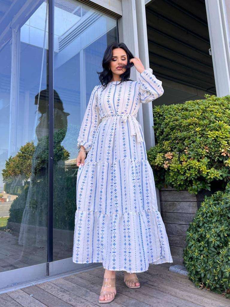 ROBE MOTIFS BERBERE DE COULEUR BLEU - Premium ROBE from DION - Just DA 4900! Shop now at DION